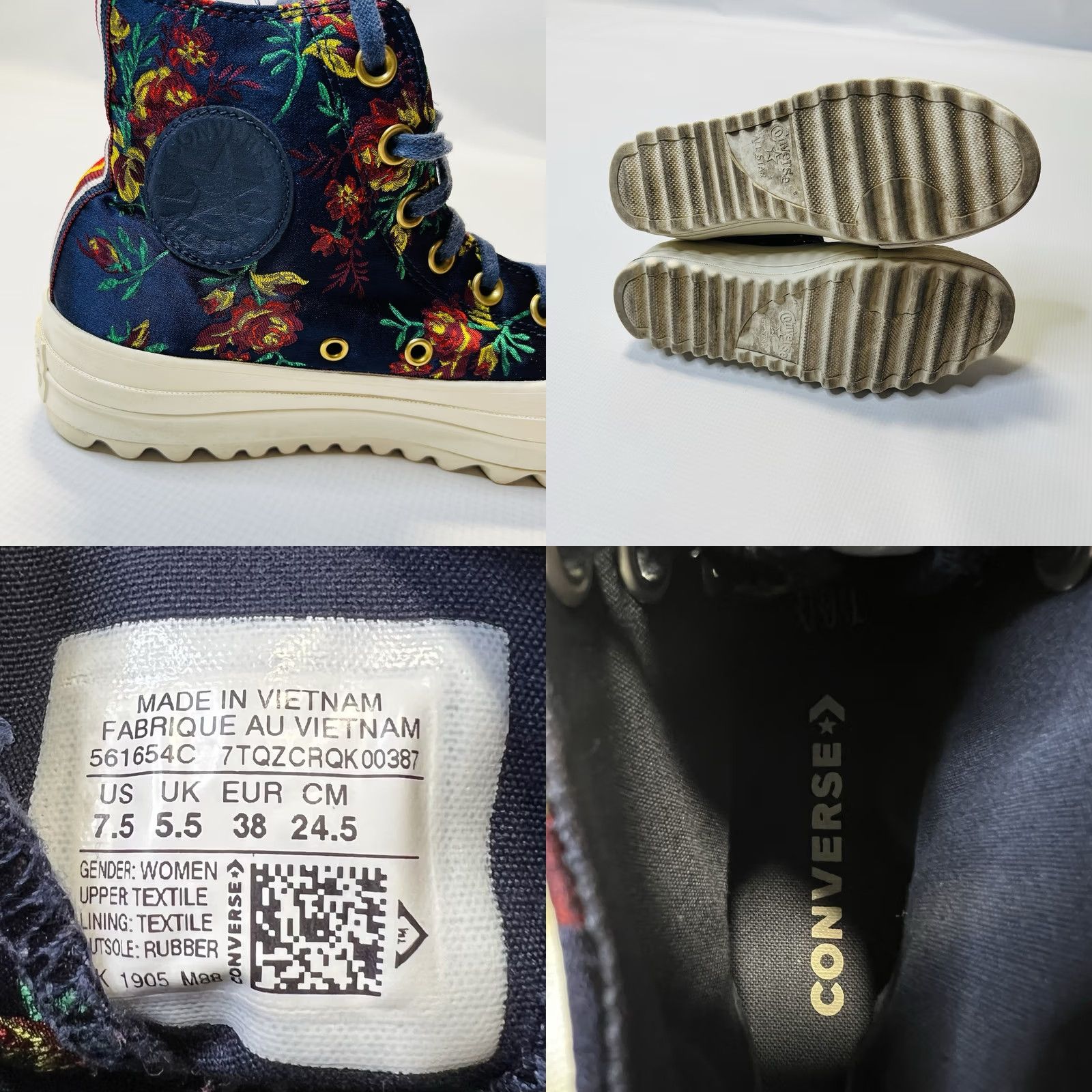 Converse Converse Platform Hi Top Shoes Women’s 7.5 Blue Floral CTAS Lift Ripple Sneaker Mid Top Casual Shoes Womens Size M / US 6-8 / IT 42-44 - 8 Thumbnail