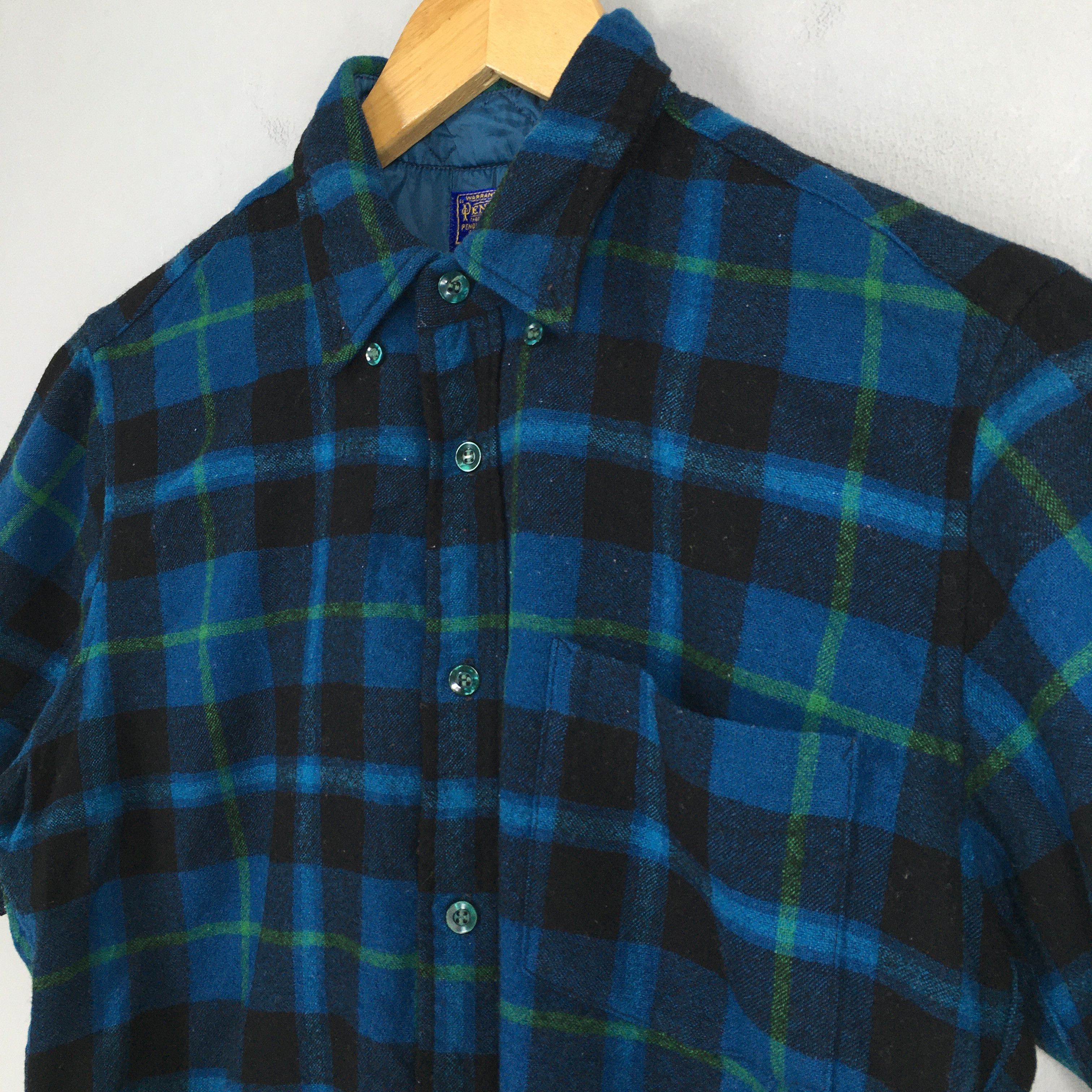 Flannel × Pendleton × Vintage Pendleton Plaid Shadow Blue Checkered Wool Flannel Shirt M Size US M / EU 48-50 / 2 - 3 Thumbnail