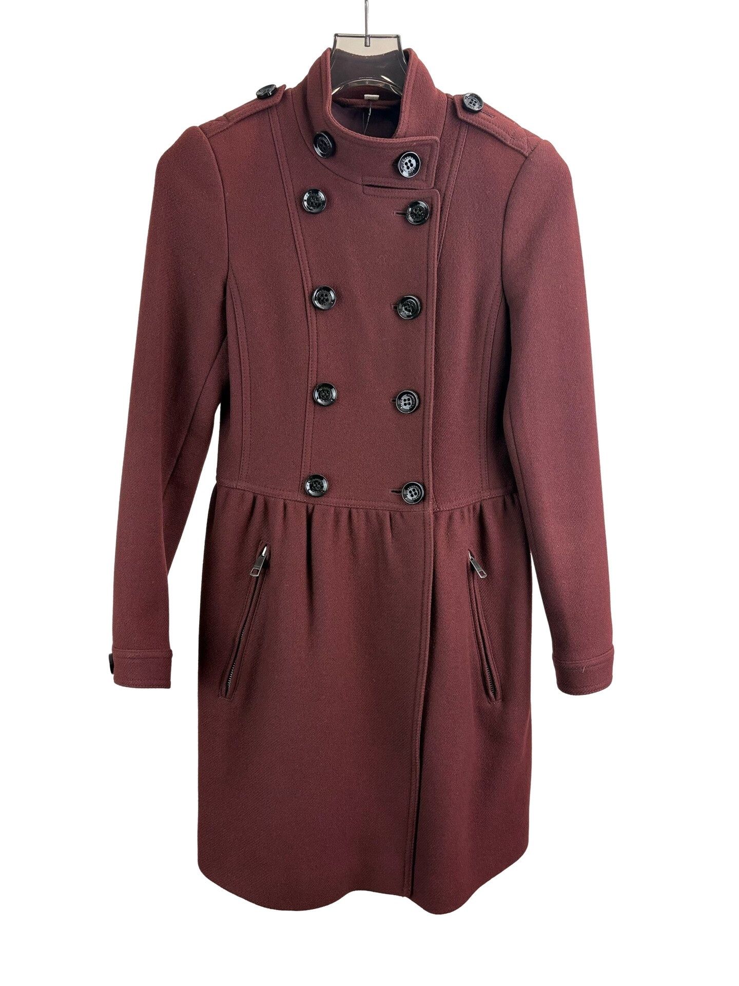 Burberry Burberry Brit Burgundy Wool Cashmere Coat UK 6 Size XS / US 0-2 / IT 36-38 - 1 Thumbnail