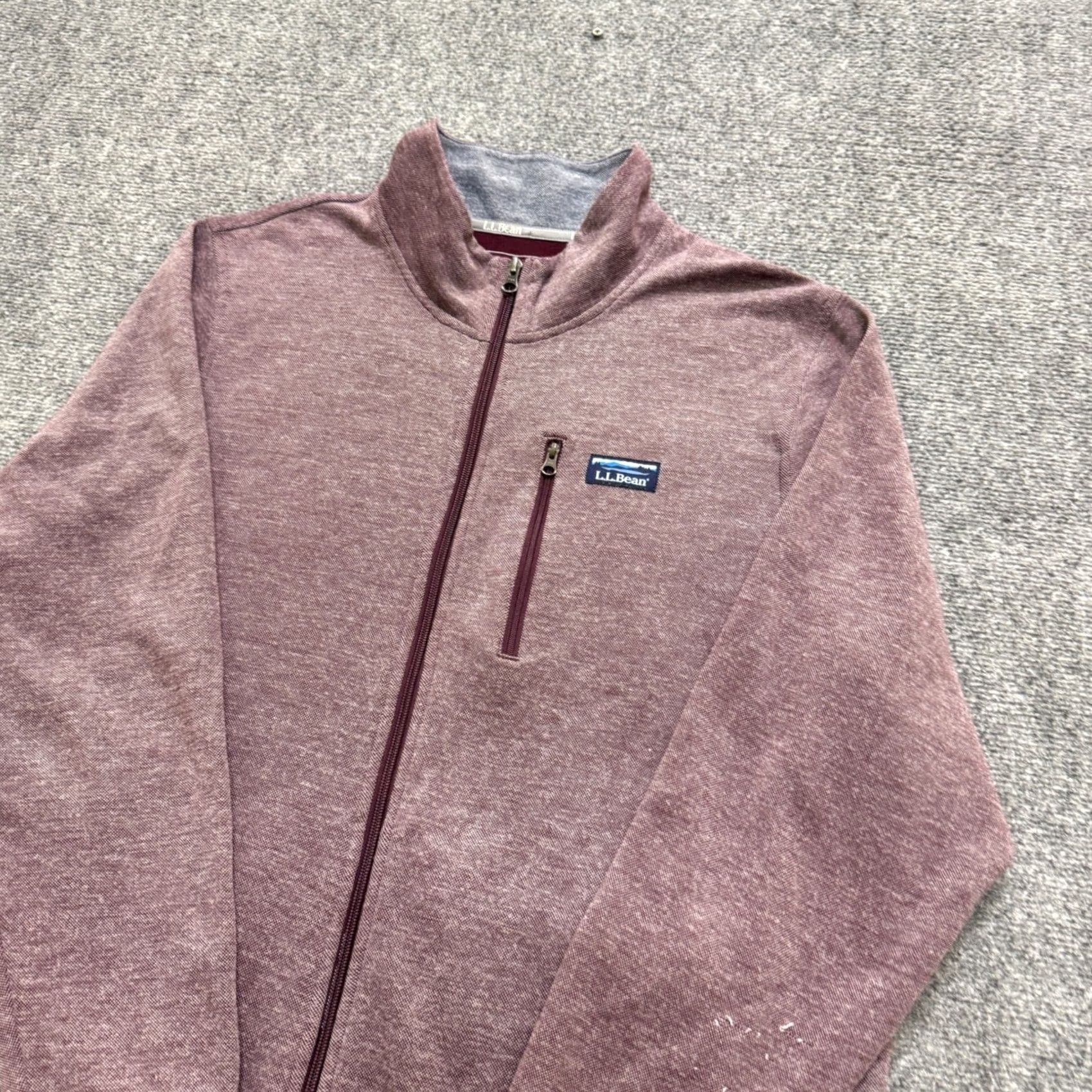 Vintage L.L.Bean Full-zip Jacket Men XL Maroon Cotton Lightweight Traditional Fit Red Cotton Blend Distressed Basic Jacket Mens XL Size US XL / EU 56 / 4 - 2 Thumbnail