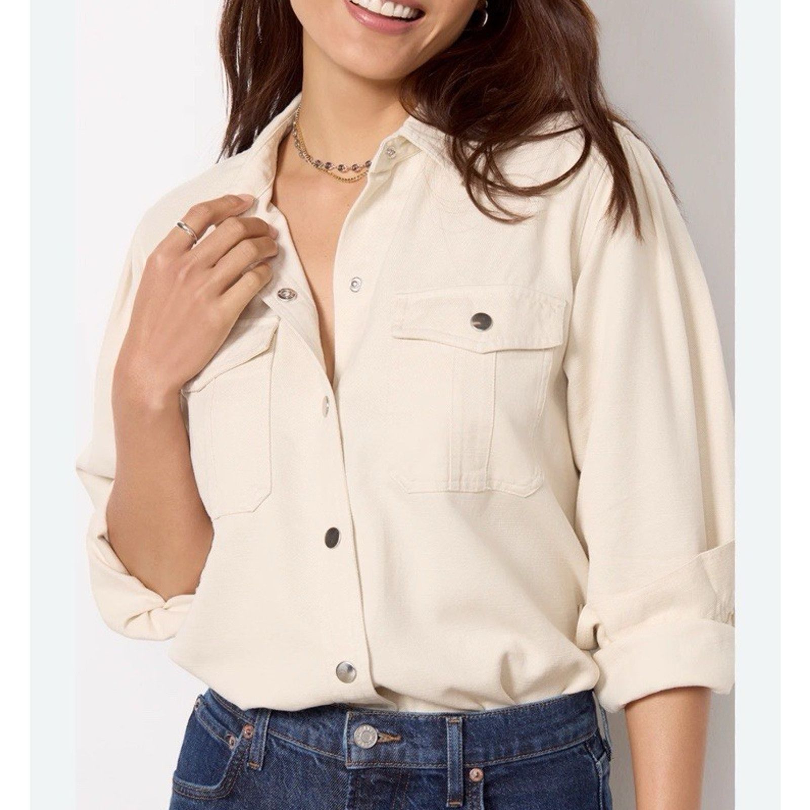 Rails Rails Fern Snap Shirt in Bone Long Sleeve Pocket Detail XL Size XL / US 12-14 / IT 48-50 - 1 Thumbnail