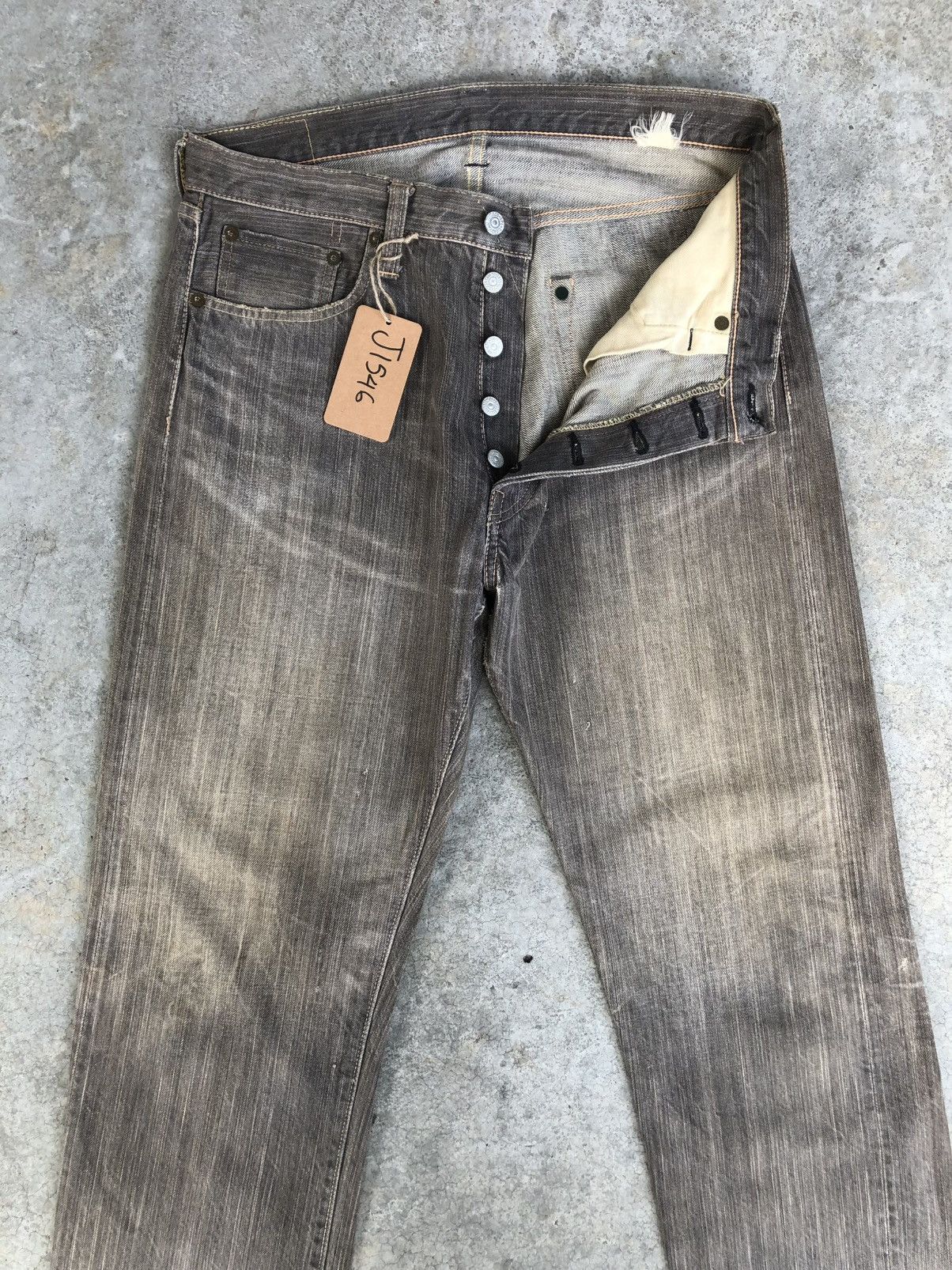 Sugar Cane Vintage Sugarcane Selvedge Denim Distressed Denim Size US 33 - 3 Thumbnail