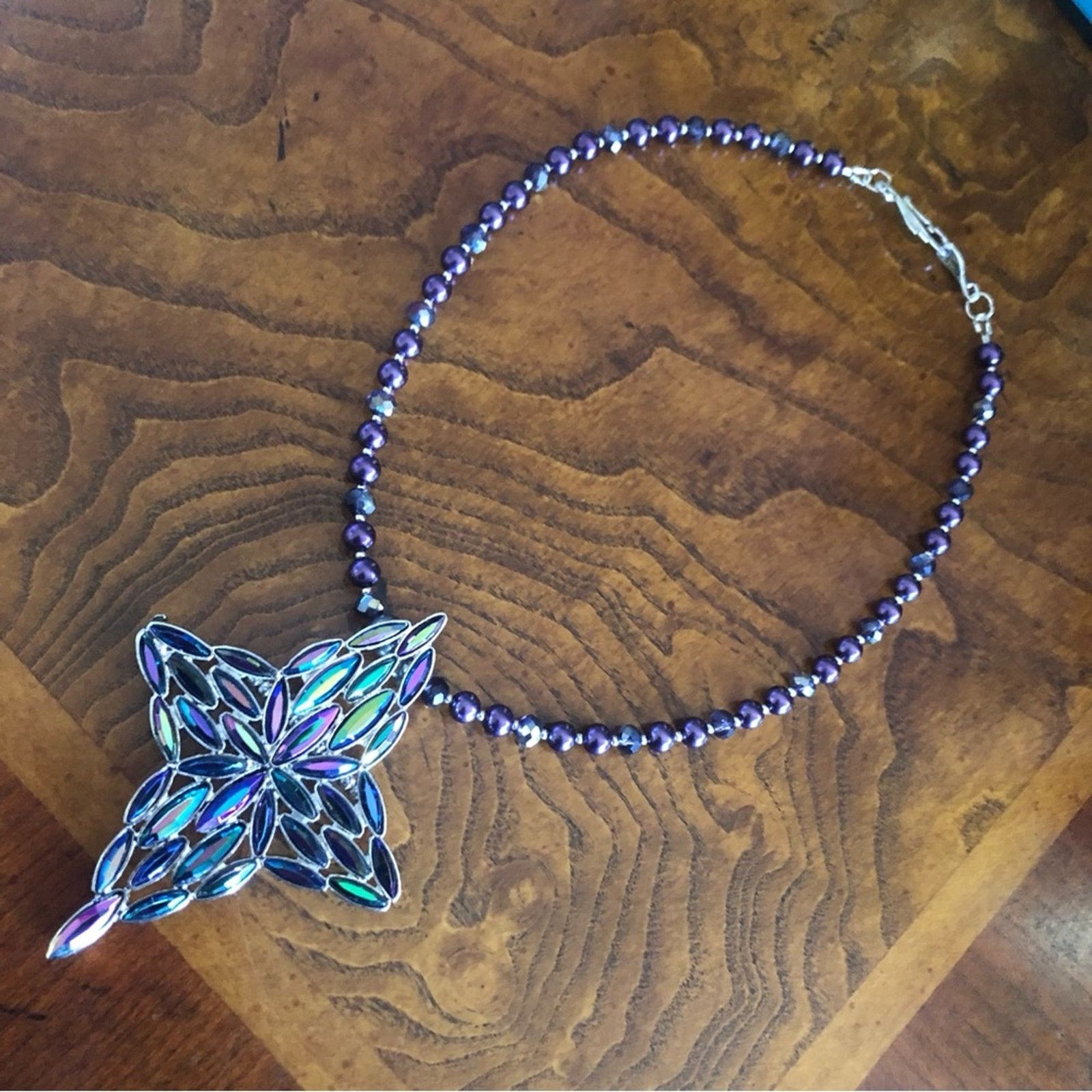 Handmade Handcrafted repurpose marquis stone cross Pearl necklace Size ONE SIZE - 9 Thumbnail