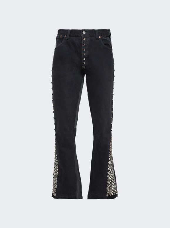 o1mle0226 Studded La Flare Pants in Black