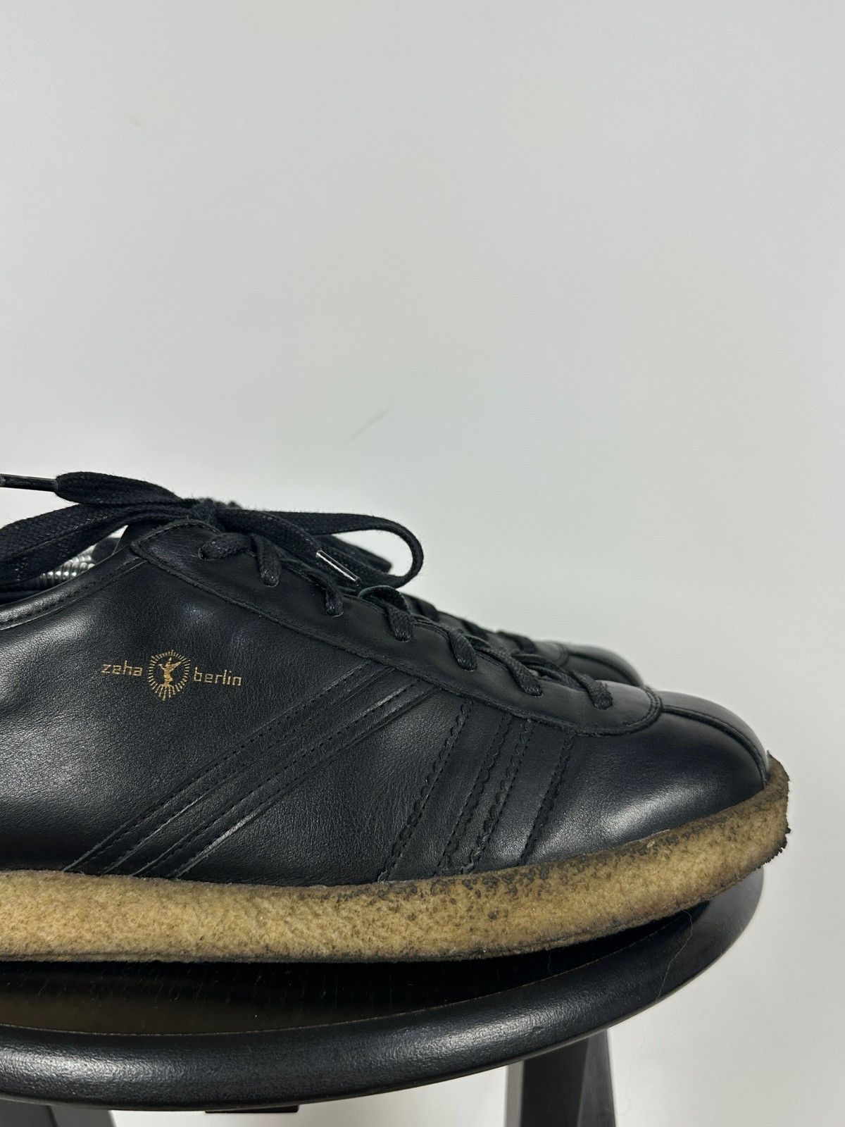 Designer Zeha Berlin Low Top Black Leather Sneakers Size US 13 / EU 46 - 16 Thumbnail