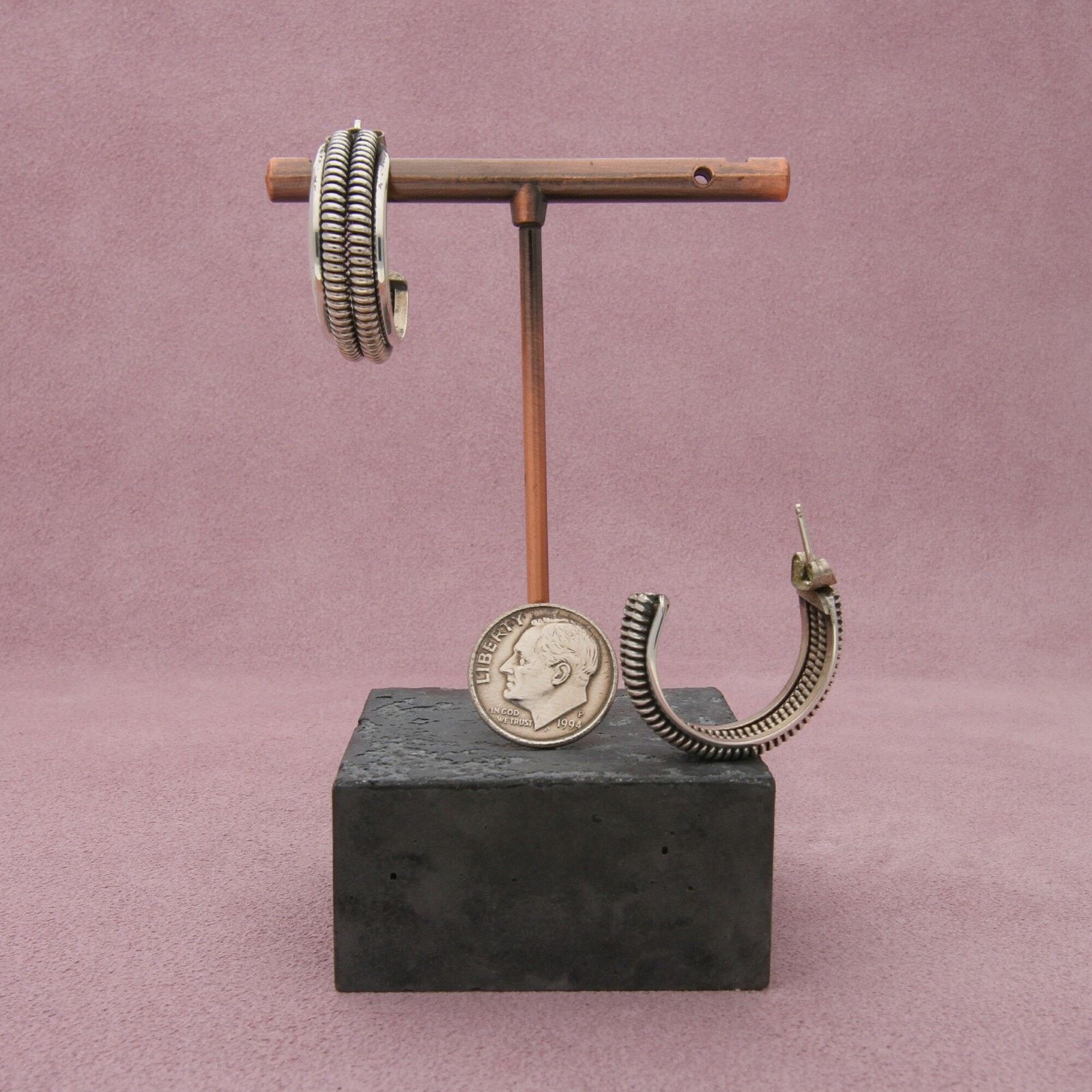 sterling silver vintage twisted j-hoop post earrings Earrings