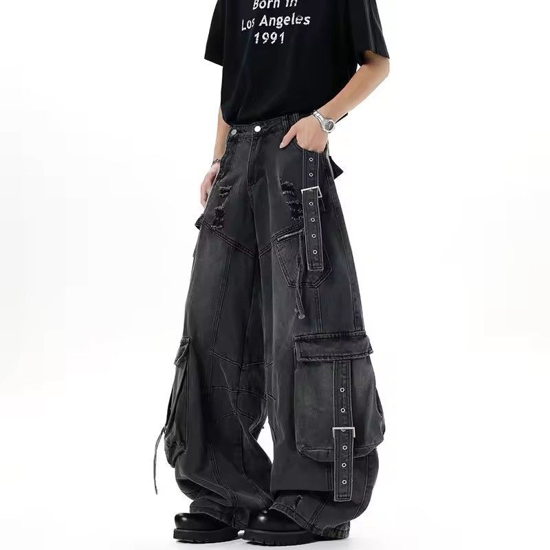 Japanese Brand VIBE Street Retro Heavyweight Multi-Pocket Cargo Jeans Size US 26 / EU 42 - 3 Thumbnail