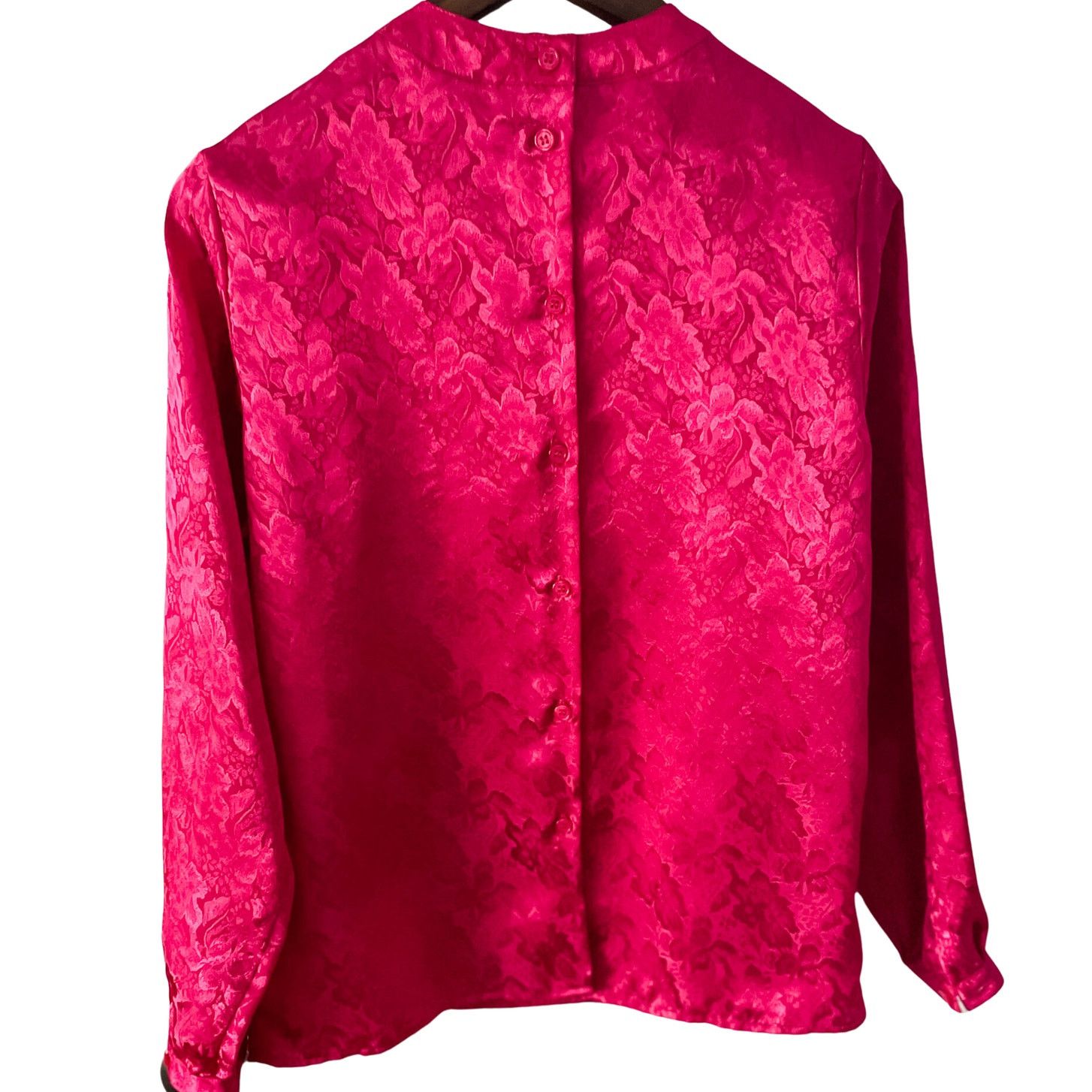 Vintage Vintage Hot Pink Floral Back Button Down Pleated Blouse 💖🔥 Size M / US 6-8 / IT 42-44 - 3 Thumbnail