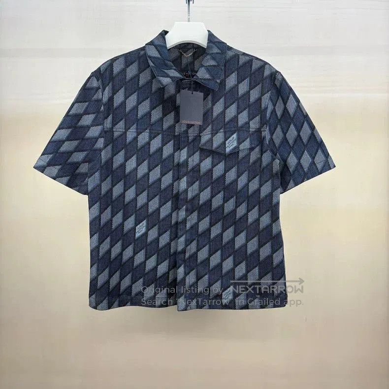 Louis Vuitton Louis Vuitton Diamond Print Denim Shirt. Size US XL / EU 56 / 4 - 1 Thumbnail