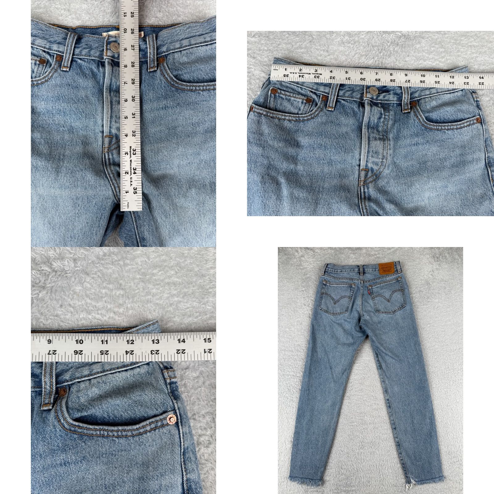 Levi's Levi's Wedgie Fit Jeans Womens 26 Blue Denim Distressed Raw Hem 26x26 Size 26" / US 2 / IT 38 - 9 Thumbnail