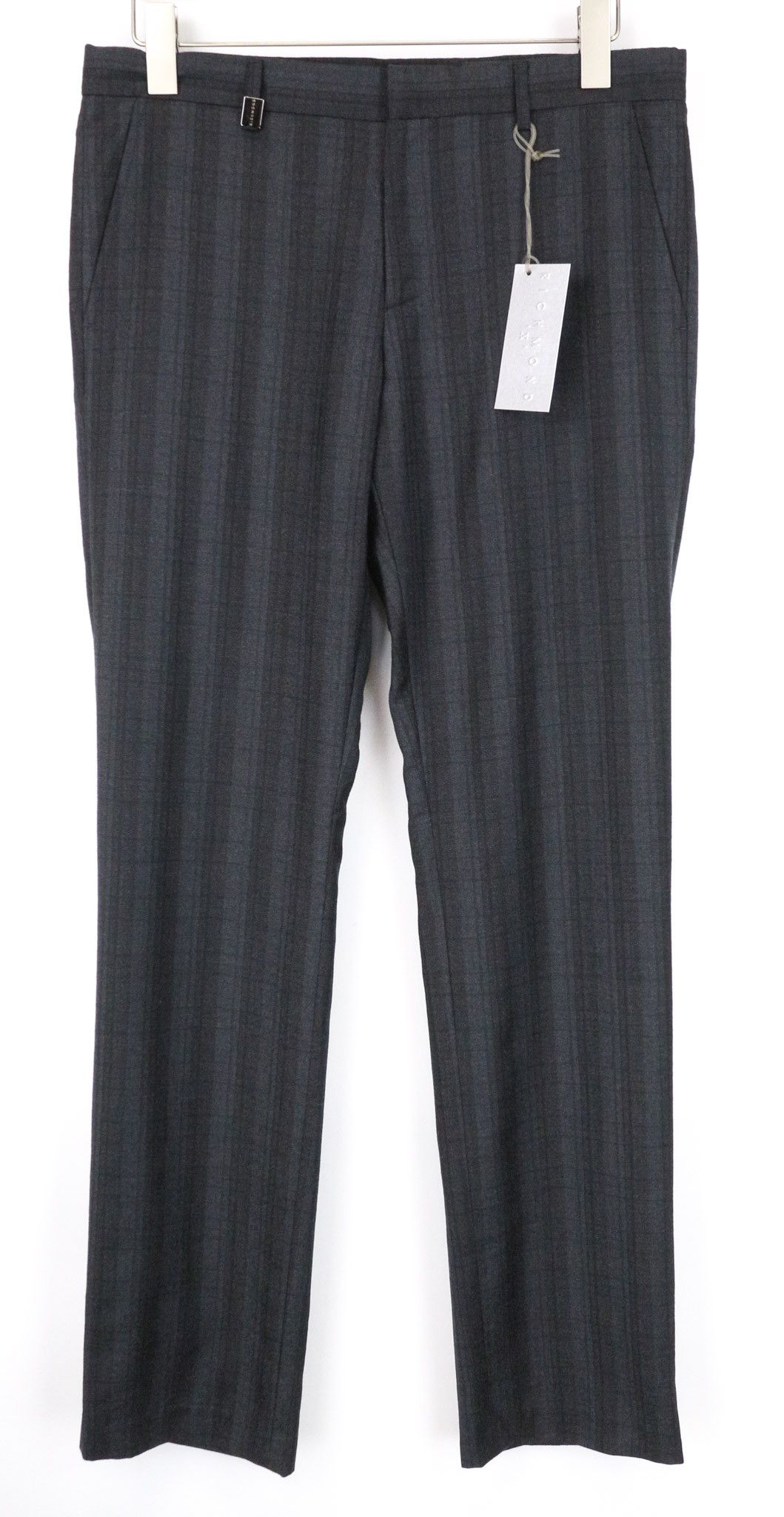 48 Dark Grey Wool Patterned Trousers 74269