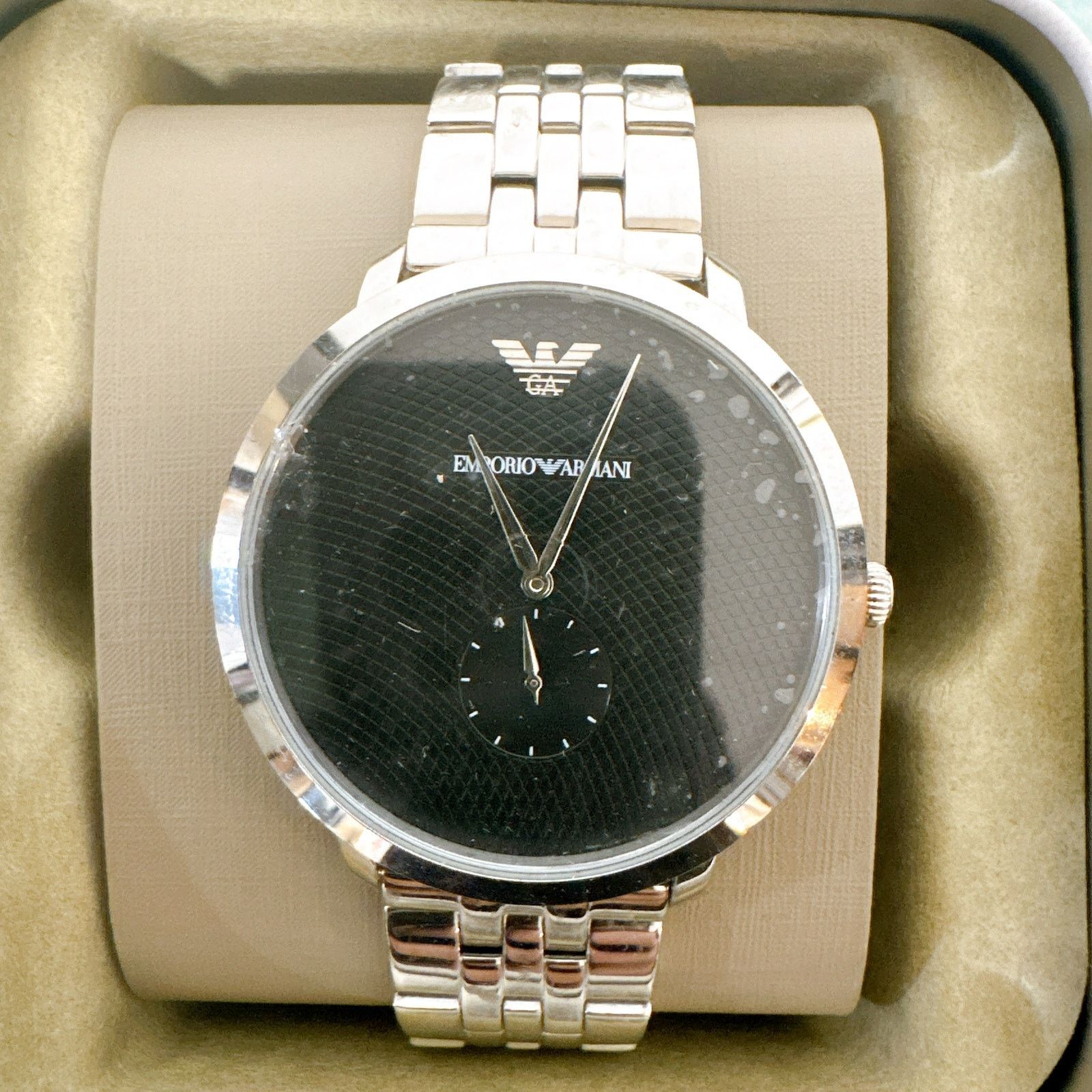 Emporio Armani Emporio Armani AR11161 Silver Strap Black Dial Men's Watch Size ONE SIZE - 2 Thumbnail