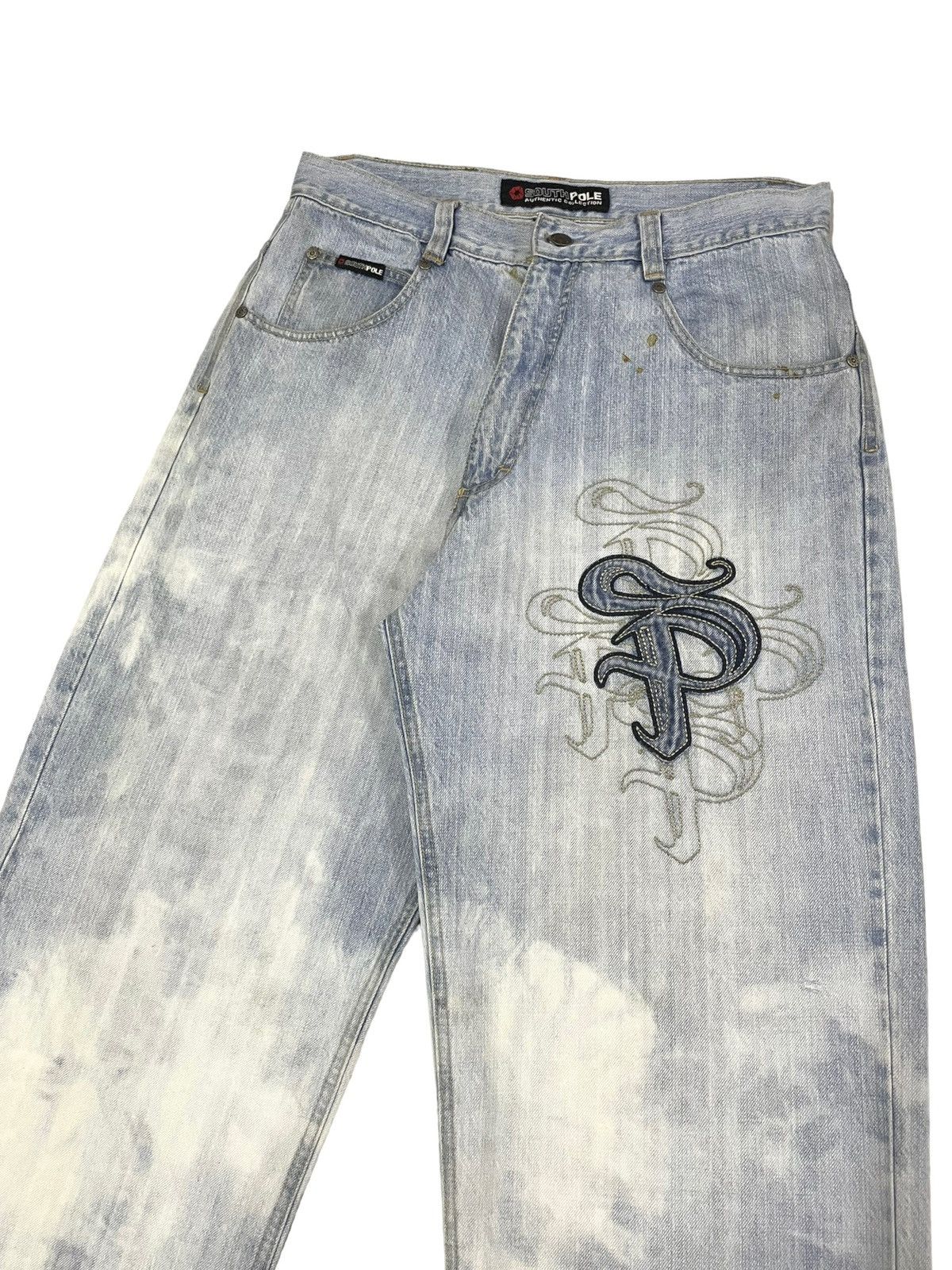 image of Jnco x Southpole Vintage Southpole Baggy Jeans Embroidery Logo Acid Wash in Blue, Men's (Size 34)