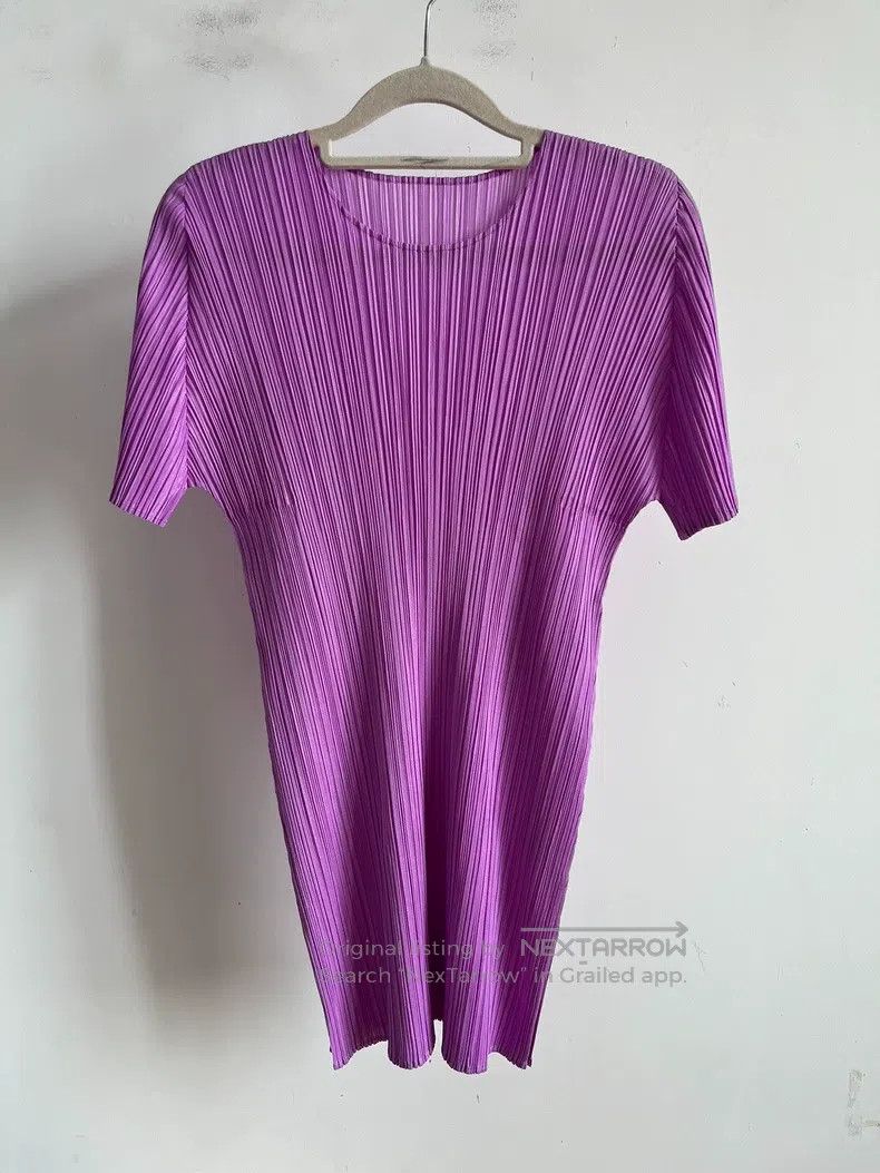 Issey Miyake Issey Miyake Purple Ruffled Short Sleeve Size L / US 10 / IT 46 - 1 Thumbnail