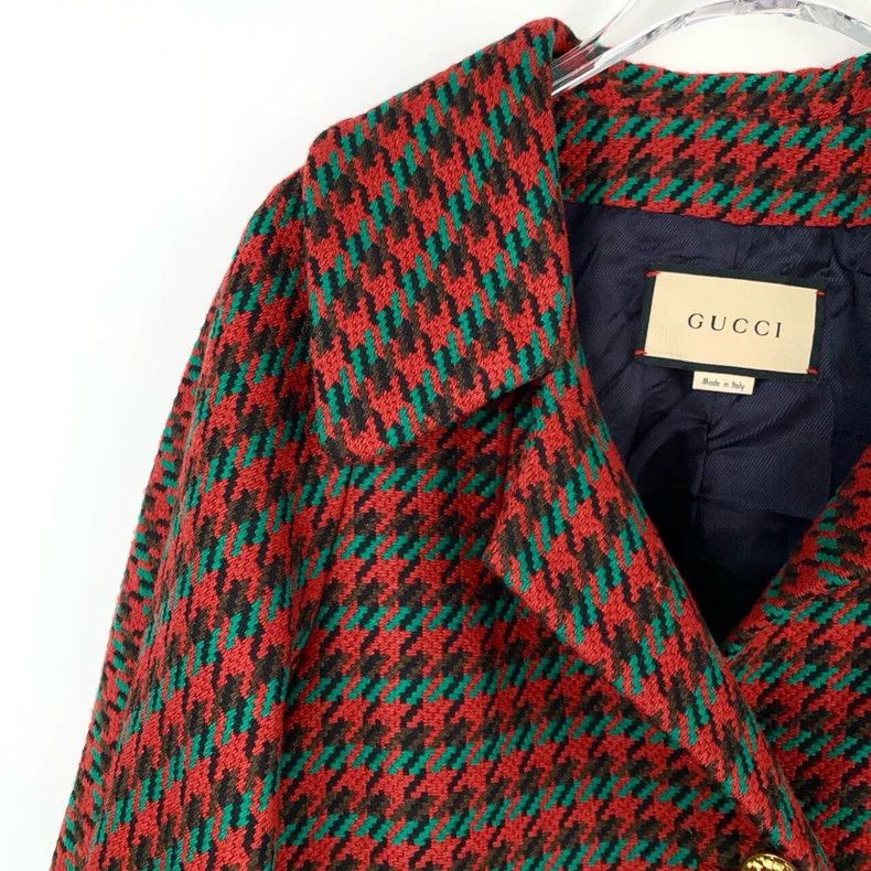 Gucci Gucci Size 34 Red lapel single-breasted wool tweed checker Size US XXS / EU 40 - 3 Thumbnail