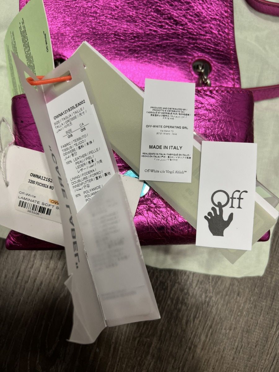 Off-White Off-White Laminate Small Metallic Shoulder Bag Fuchsia New Size ONE SIZE - 12 Thumbnail