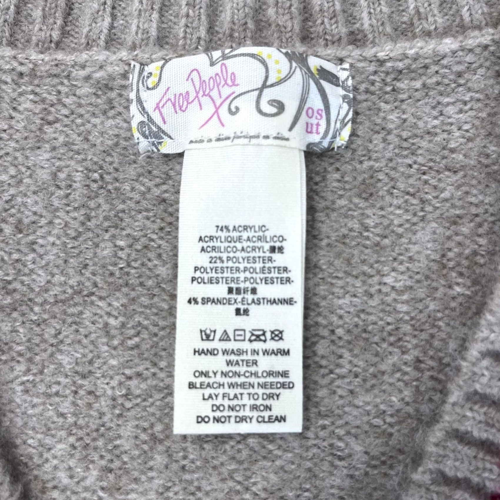 Free People Free People Sweater Womens One Size Gray Knit Tassel Pullover Boho Side Tie Top Size ONE SIZE - 2 Thumbnail