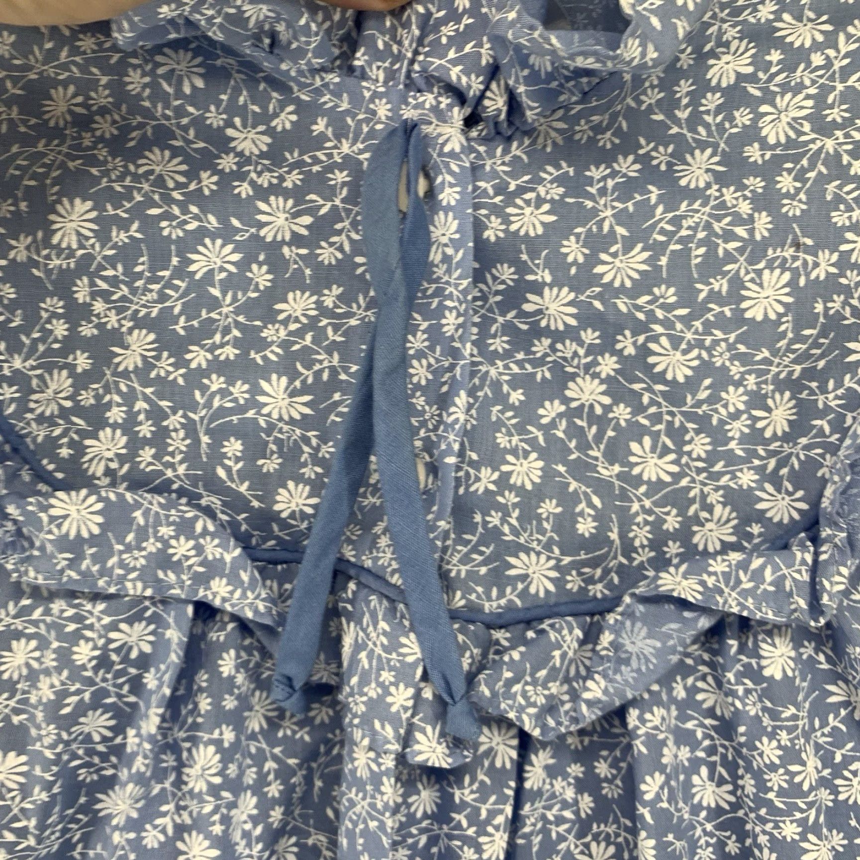 Gloverall VINTAGE Night Time Creations Blue Floral Knit Cotton Polyester Short Sleeve One Piece House Dress Gown Robe M Medium Pullover Duster Women's Size M / US 6-8 / IT 42-44 - 6 Thumbnail
