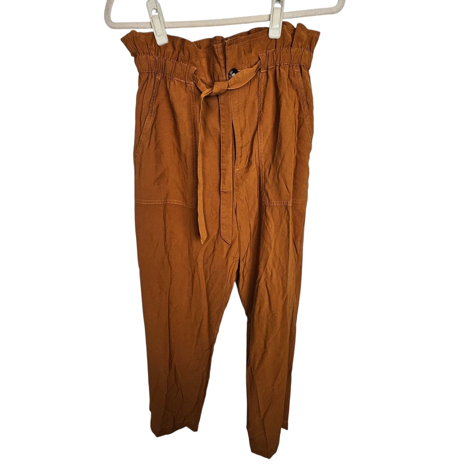 Madewell Madewell Dunaway Paperbag Pants Sz M Burnt Orange High Waist Size 29" - 2 Thumbnail