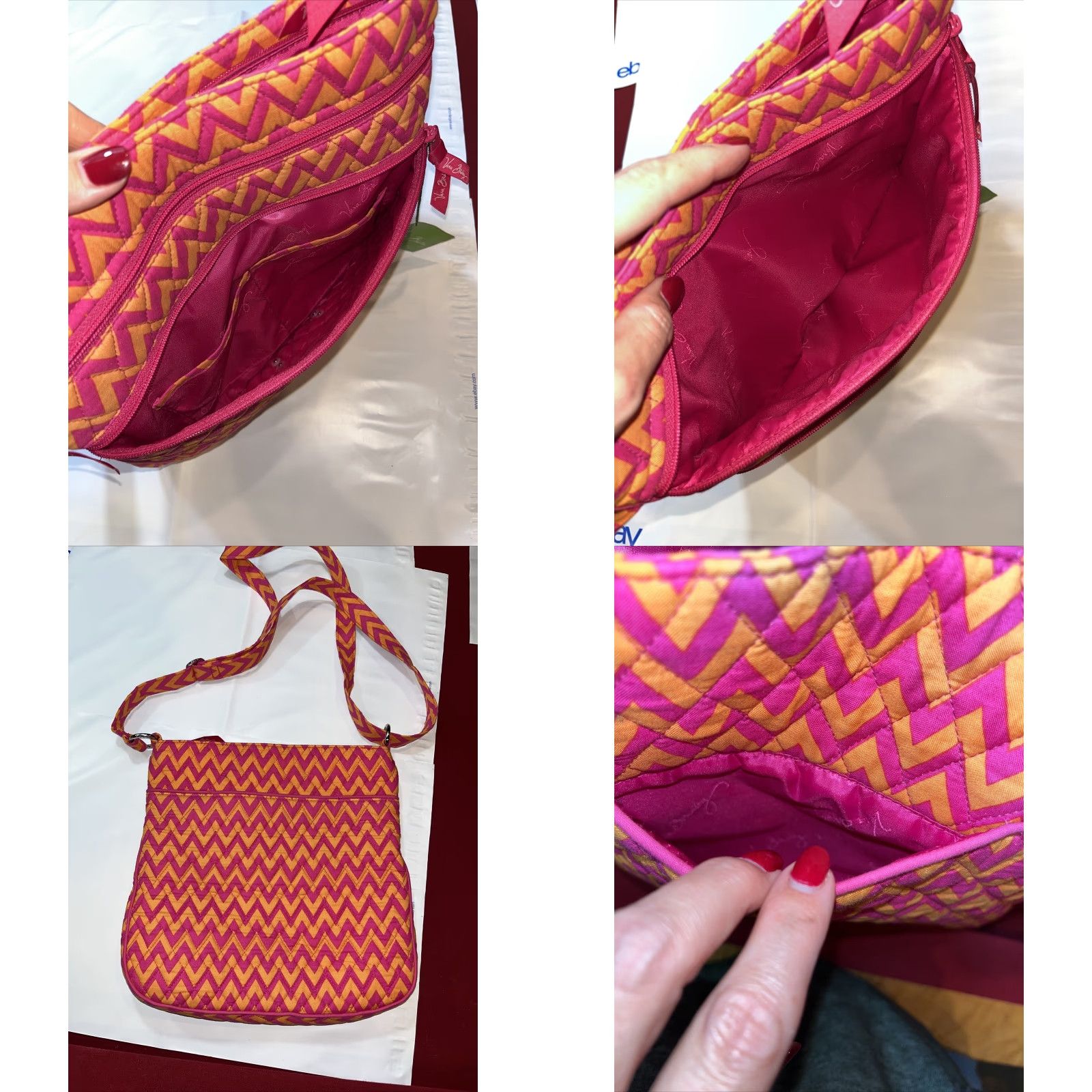 Vera Bradley Vera Bradley Crossbody Purse Hipster Ziggy Zags Pink Orange 11x12 Full Size Size ONE SIZE - 9 Thumbnail