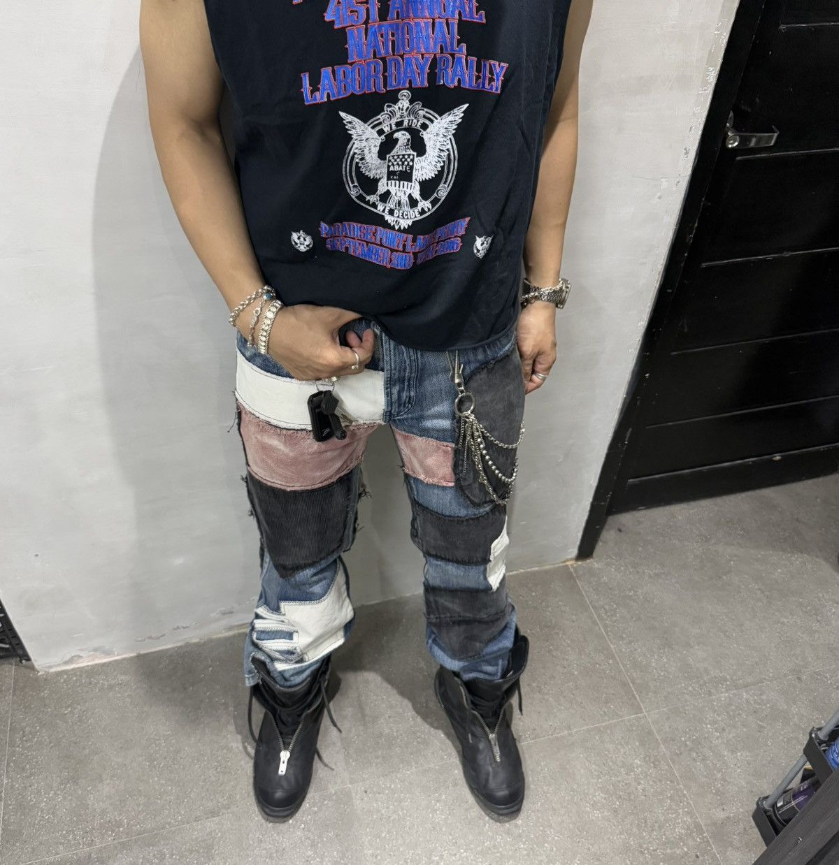 Japanese Brand Distressed Patchwork Denim Jeans Size US 32 / EU 48 - 10 Thumbnail
