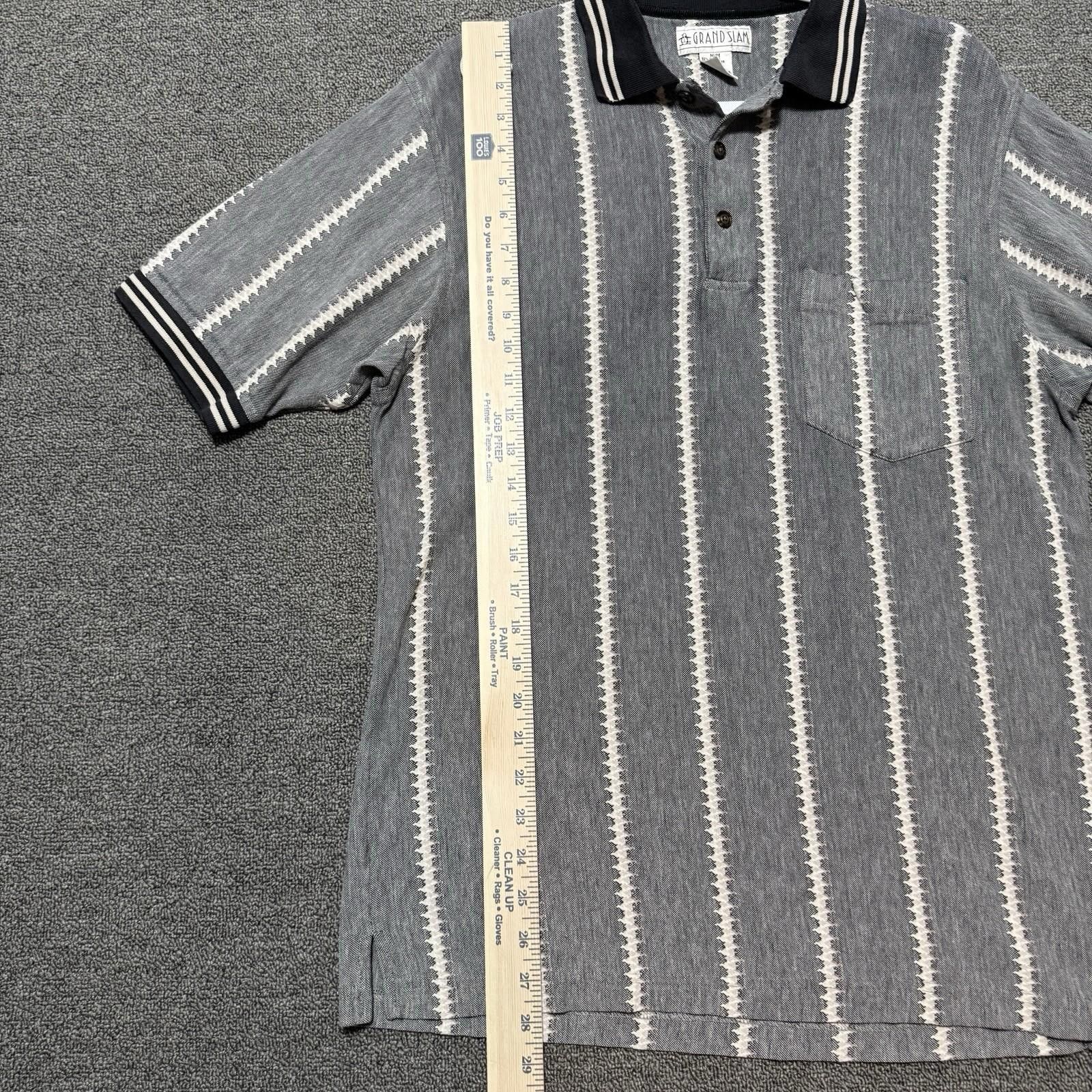 Grand Slam VTG Grand Slam Mens M Cotton Golf Polo Short Sleeve Striped Size US L / EU 52-54 / 3 - 6 Thumbnail