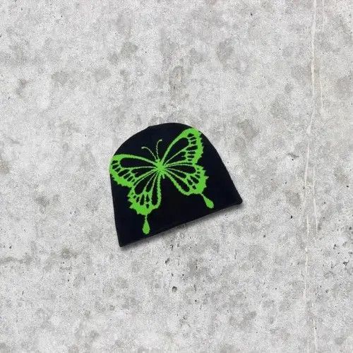 Other 🔥🕷☠️ Japanese style Beanie hat Butterfly pattern y2k ⚡️ Size ONE SIZE - 2 Thumbnail