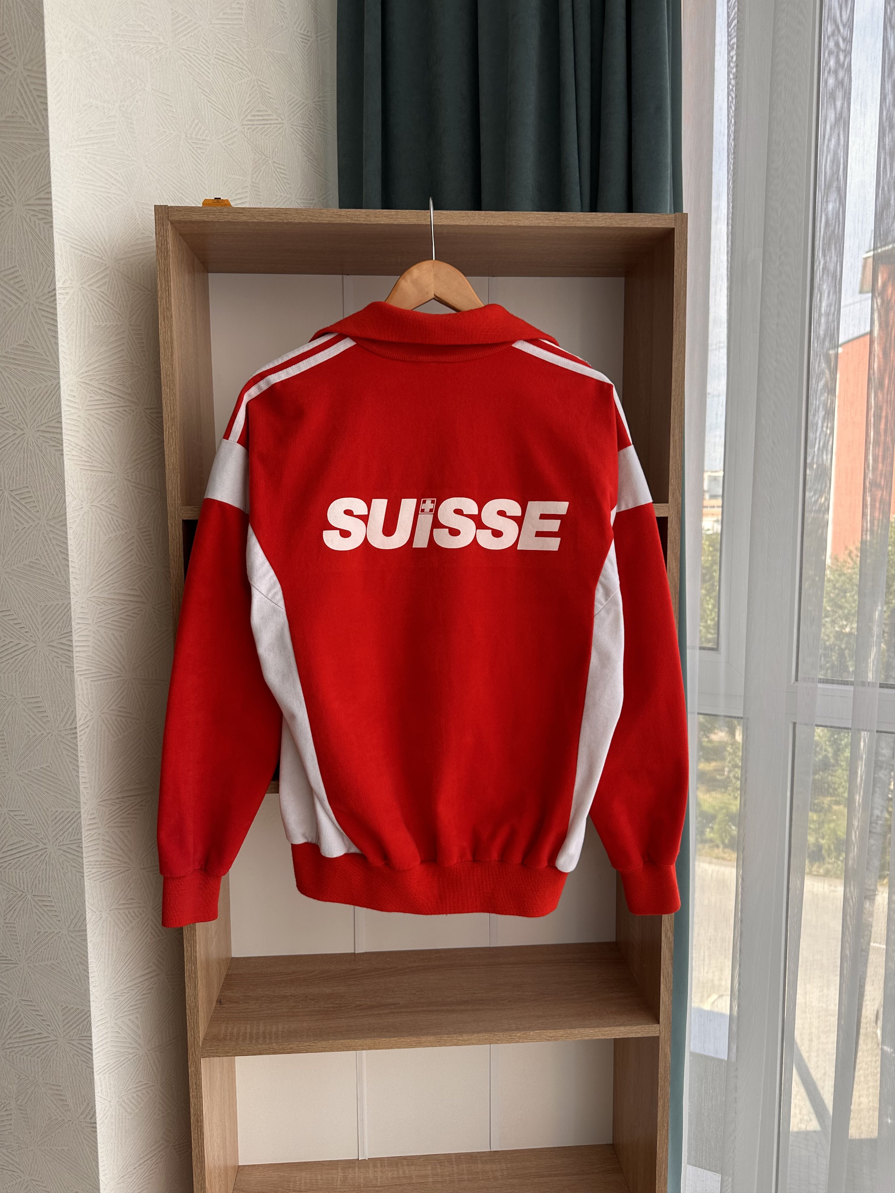 Adidas Vintage Adidas Suisse Handball Sportswear Red Hoodie Size US M / EU 48-50 / 2 - 5 Thumbnail