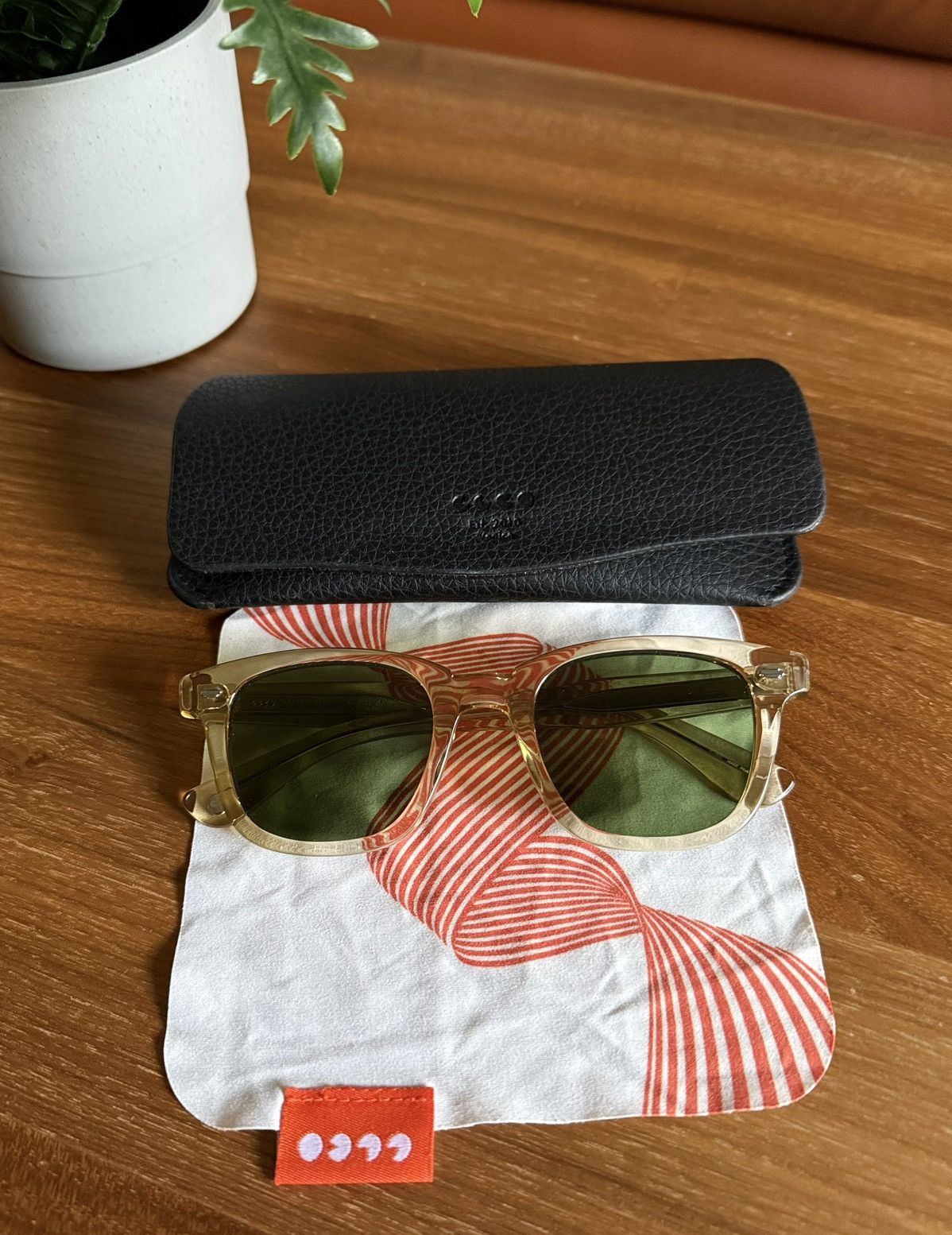 Garrett Leight Brand New 🇺🇸 GLCO Calabar Champagne / Smoke Green Sunglasses Size ONE SIZE - 5 Thumbnail