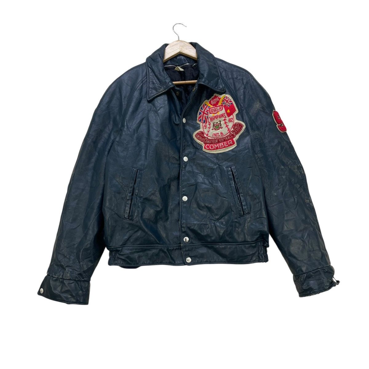 Avirex 🔥 vintage 80s Comber Oasa Softball leather varsity Jacket Size US L / EU 52-54 / 3 - 1 Thumbnail