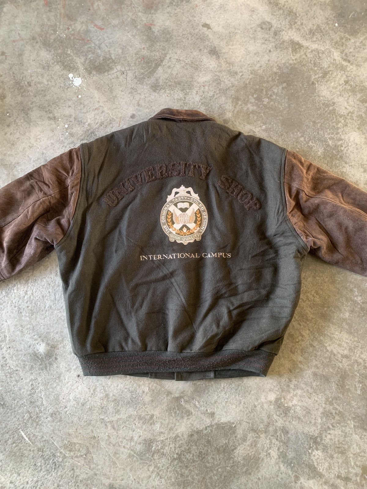 Vintage University Shop suede leather sleeve varsity rare Size US XL / EU 56 / 4 - 9 Thumbnail