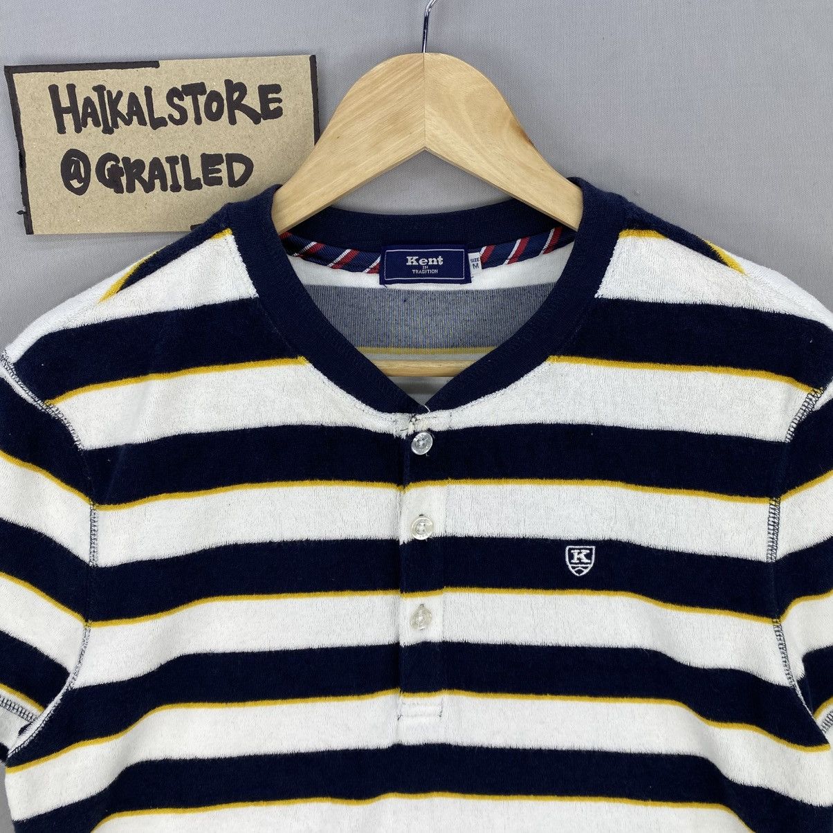 Japanese Brand Vintage Kent In tradition Half Button Stripe Design Size US S / EU 44-46 / 1 - 7 Thumbnail