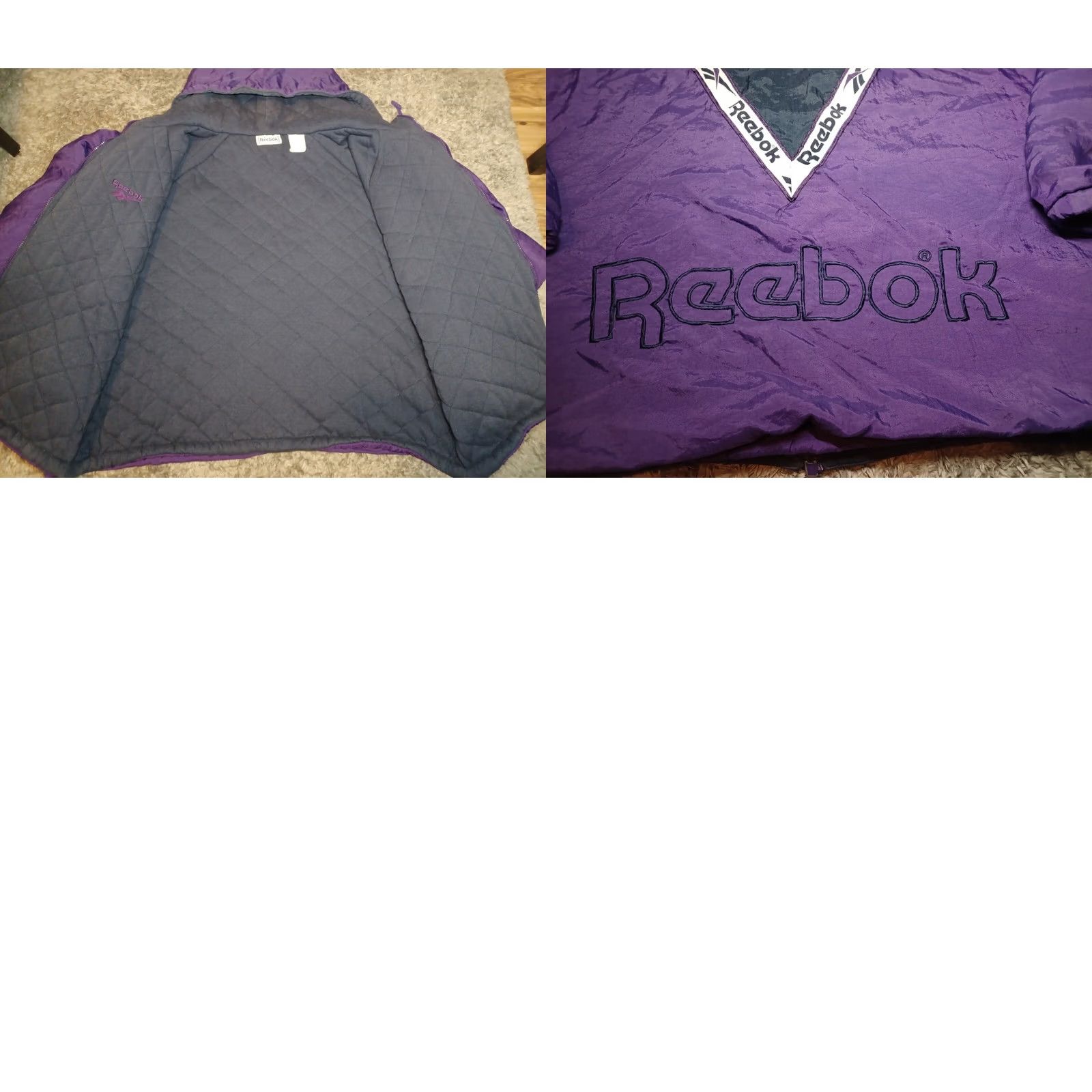 Reebok VINTAGE Reebok Coat Jacket 90s Puffer Full Zip 2XL Big Logo Purple Black Mens Size US XXL / EU 58 / 5 - 8 Thumbnail