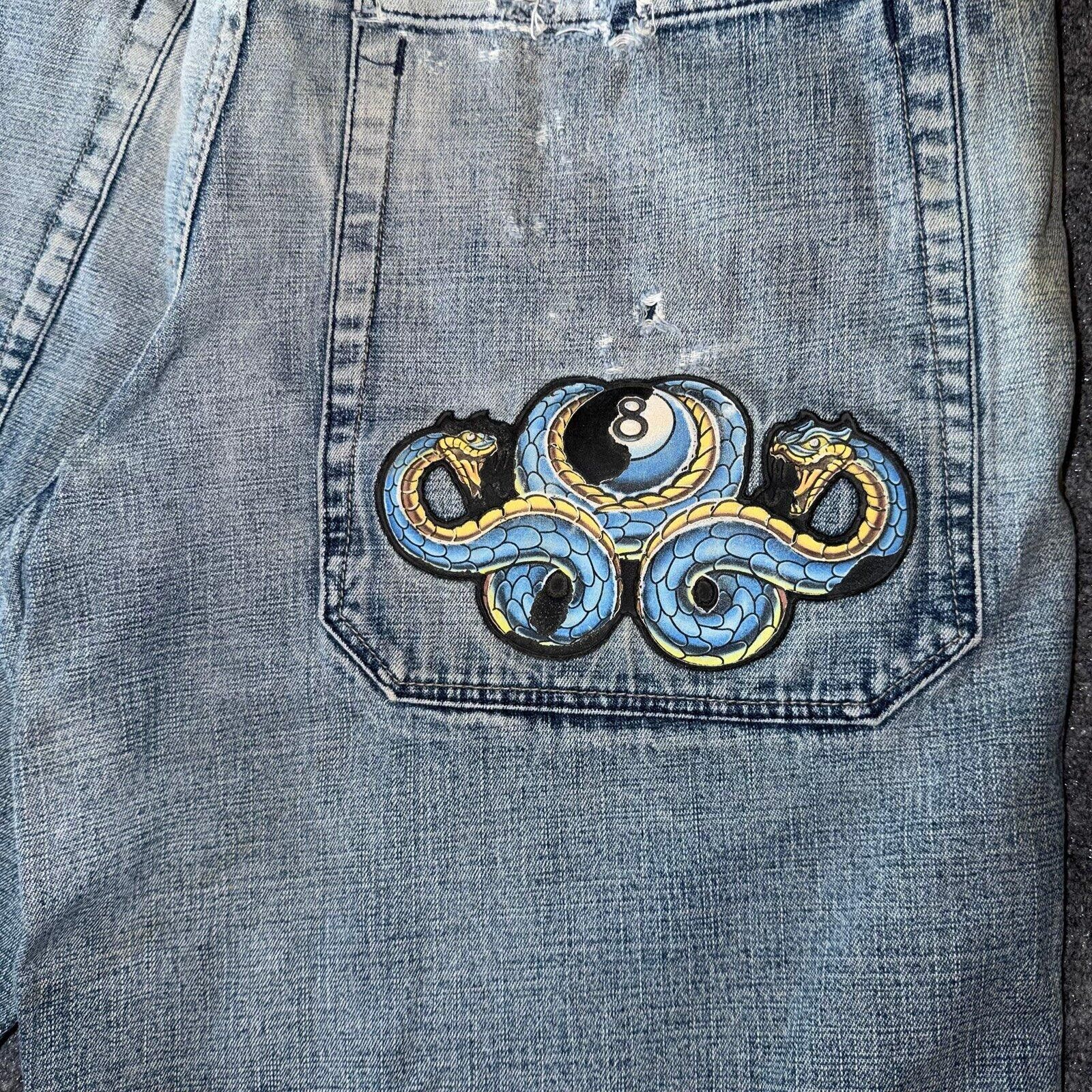 JNCO JNCO Snake 8 Ball Denim Shorts Mens LG Vtg y2k 90s Rare Size US 34 / EU 50 - 8 Thumbnail