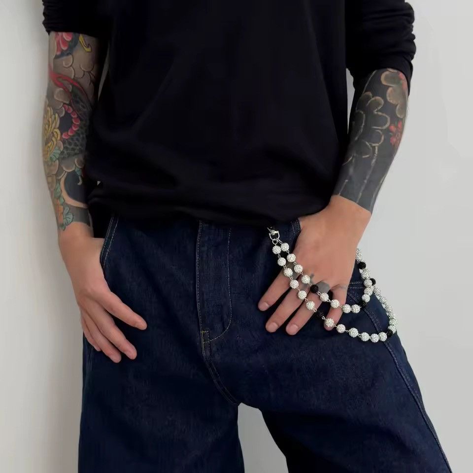 Jewelry Punk Grunge Hip Hop Rhinestone Trendy Pants Keychain Size ONE SIZE - 3 Thumbnail