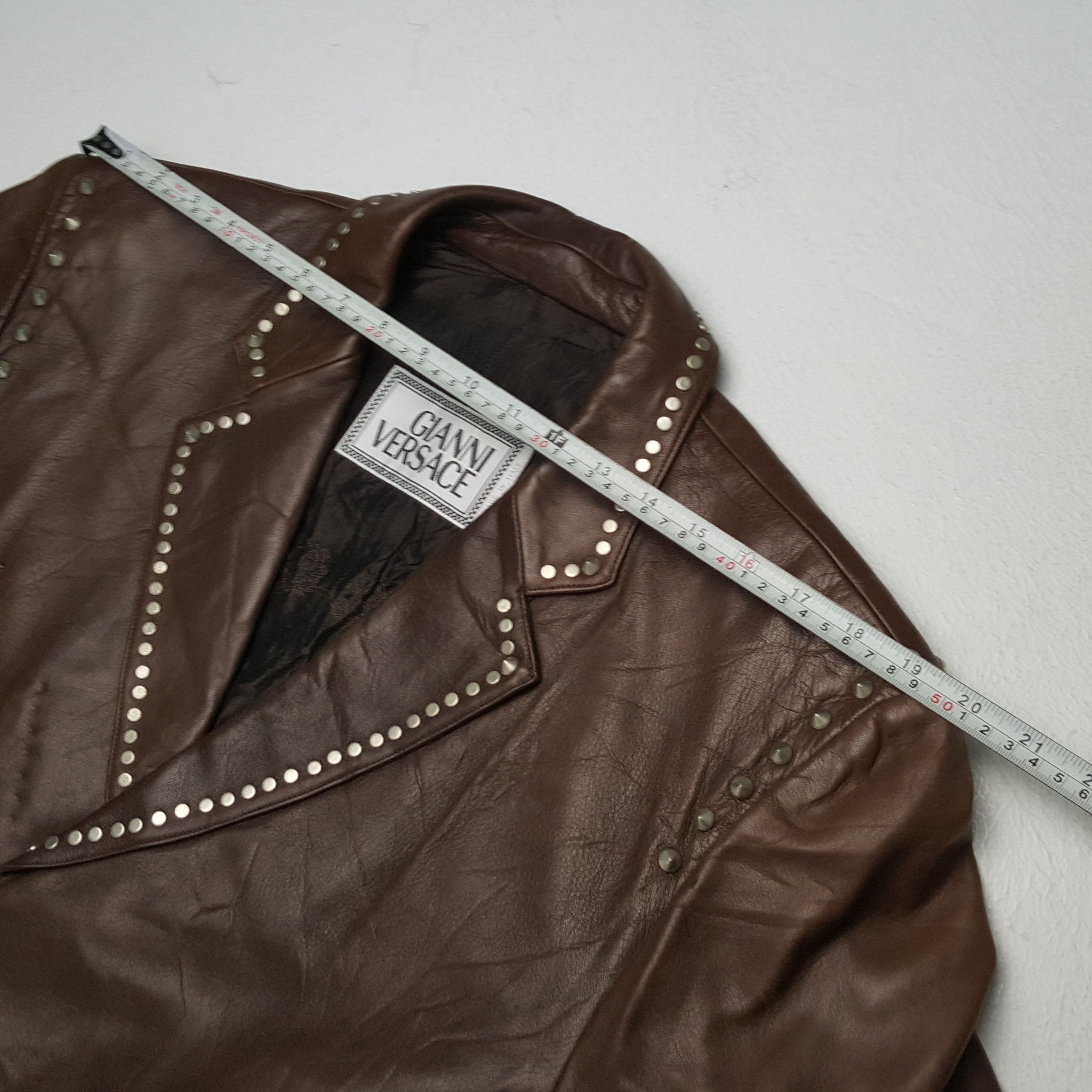 Versace × Vintage Vintage GIANNI VERSACE Italian Fashion Brand Leather Blazer Size 38R - 4 Thumbnail
