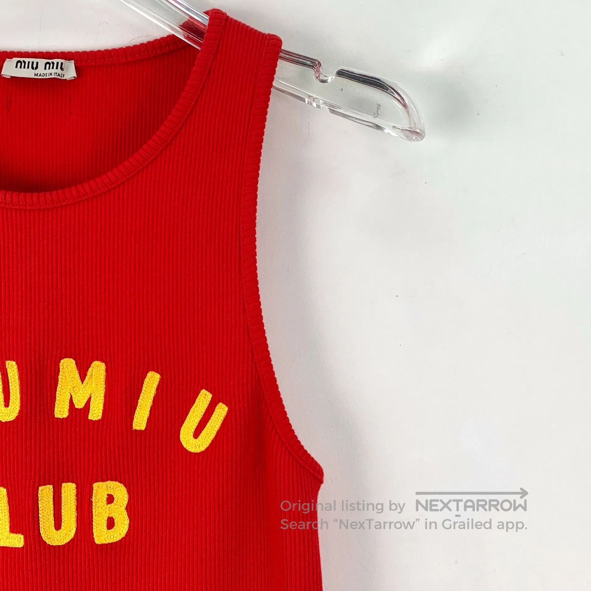 Miu Miu Miu Miu Red Logo Embroidered Cotton Vest. Size S / US 4 / IT 40 - 3 Thumbnail