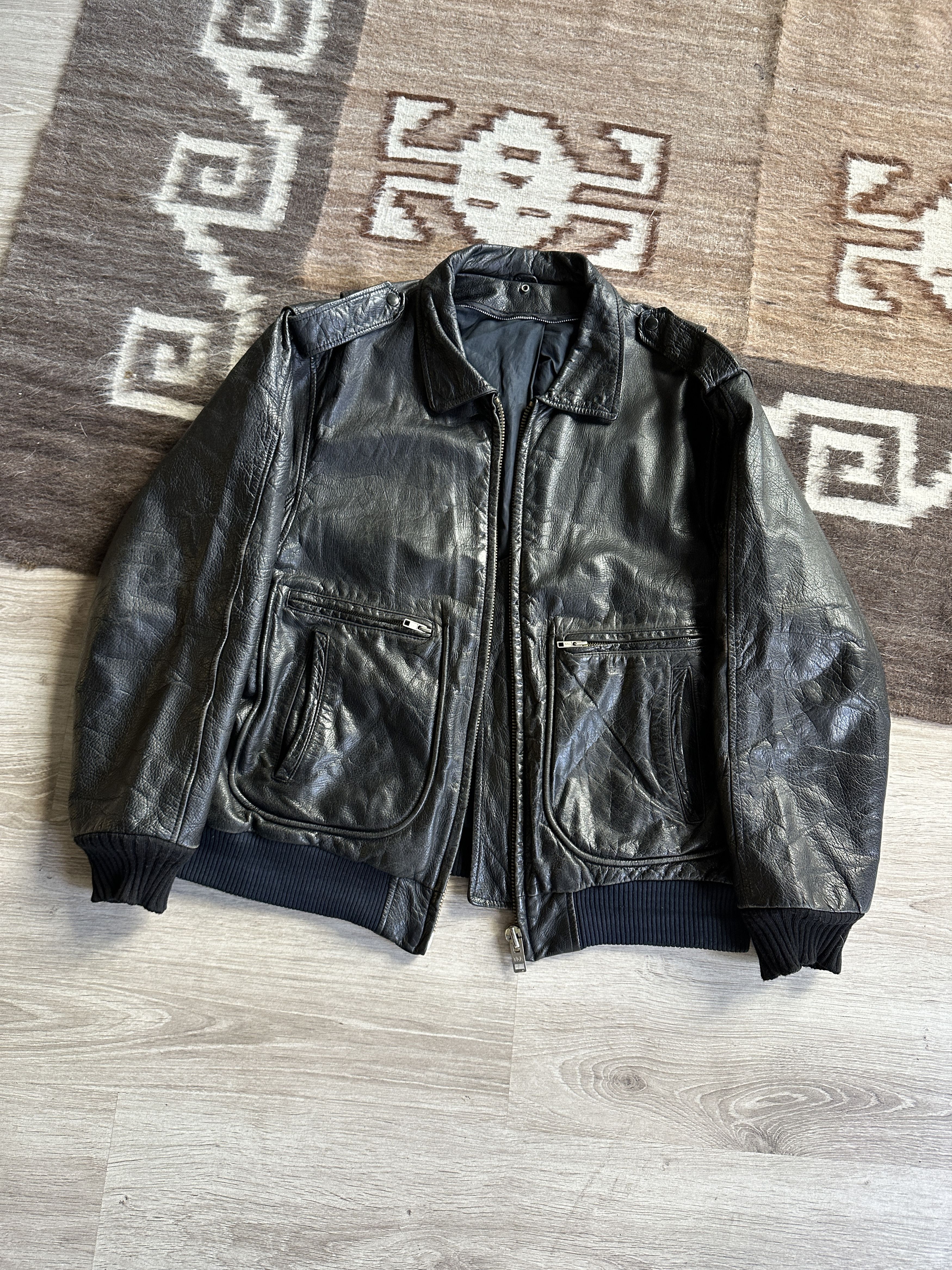 Vintage Vintage Leather Aviator Bomber Jacket 7863AC Size US L / EU 52-54 / 3 - 2 Thumbnail
