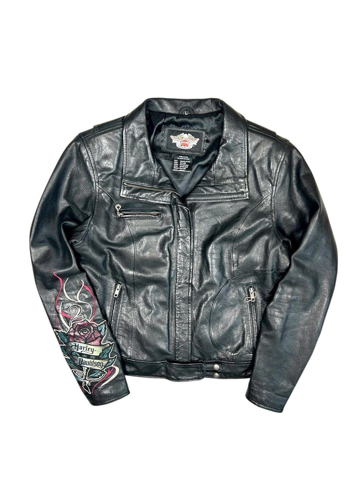 Harley Davidson Vintage Harley Davidson Black Leather Biker Y2K Jacket Size L / US 10 / IT 46 - 1 Thumbnail