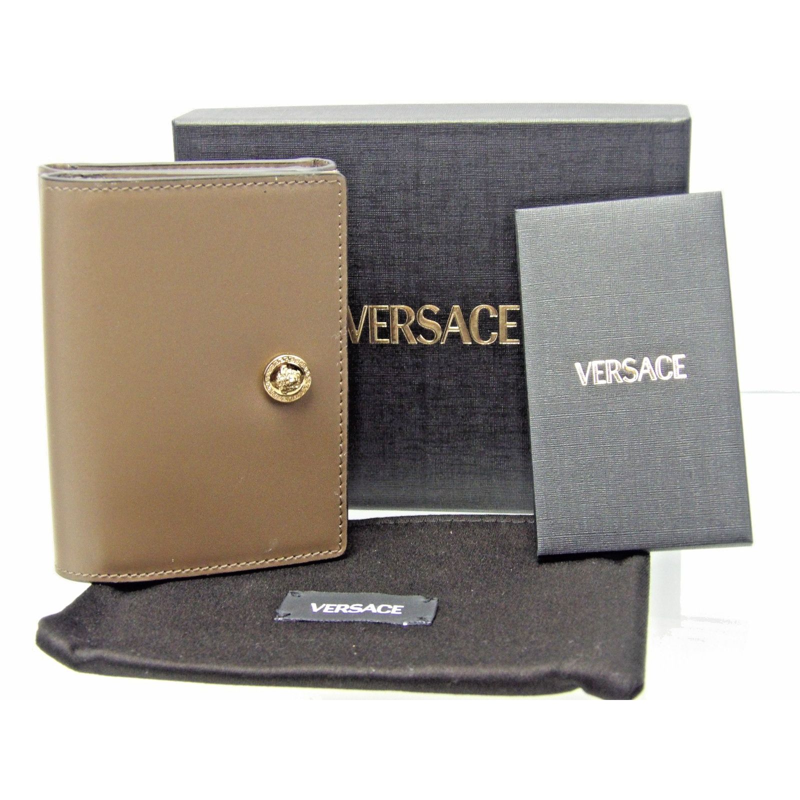 Versace VERSACE GREEN LEATHER GOLD MEDUSA LOGO TRIFOLD WALLET Size ONE SIZE - 1 Thumbnail
