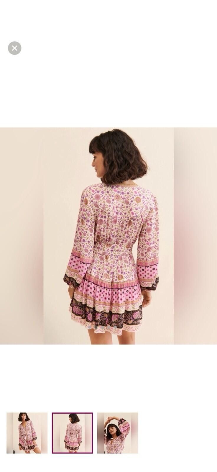 Stella McCartney Spell Pink & Purple Floral Boho Mini Dress Button Front M Size M / US 6-8 / IT 42-44 - 2 Thumbnail