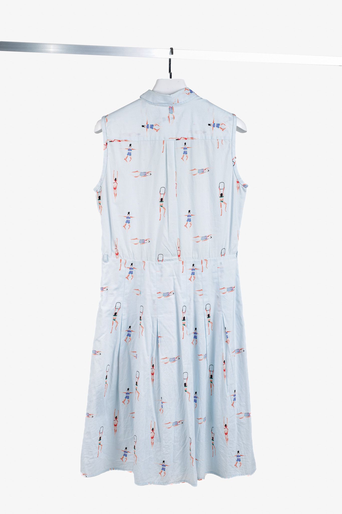 Designer Ottod’Ame Swimmers Blue Sleeveless Poplin Shirtdress Size L / US 10 / IT 46 - 2 Thumbnail