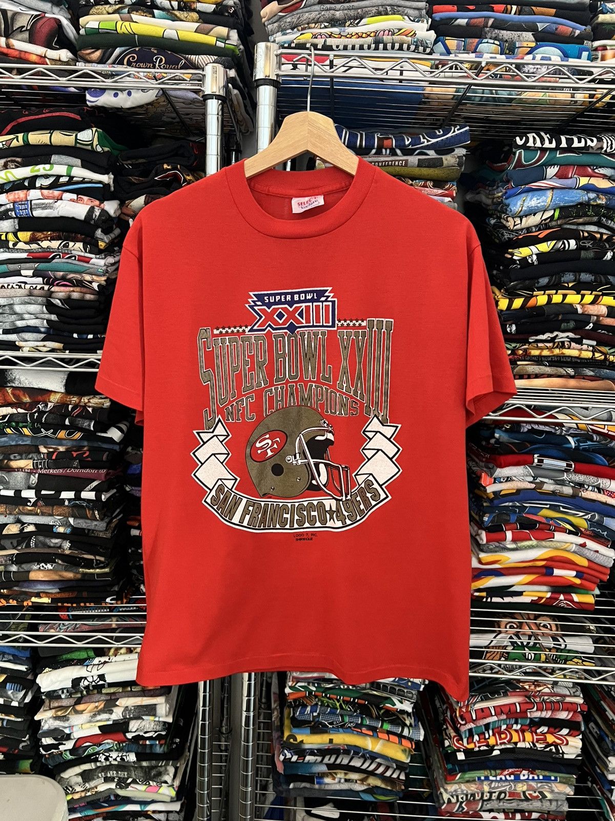 Logo 7 1988 Super Bowl XXIII San Francisco 49ers NFL Champions Tee Size US L / EU 52-54 / 3 - 1 Thumbnail