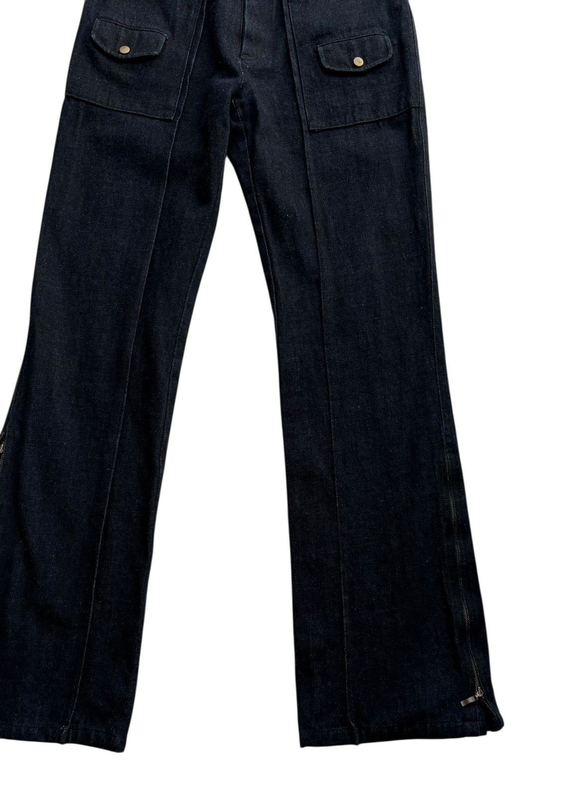 Japanese Brand Se.duce Japan Wide Leg Flared Denim Zipper Dark Blue Pants Size US 28 / EU 44 - 2 Thumbnail