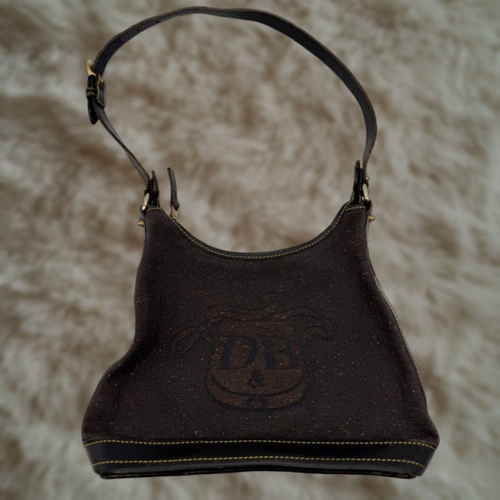 Dooney & Bourke VINTAGE Dooney & Bourke Boho Shoulder Bag Purse Brown Fabric Leather Trim Woman Size ONE SIZE - 1 Thumbnail