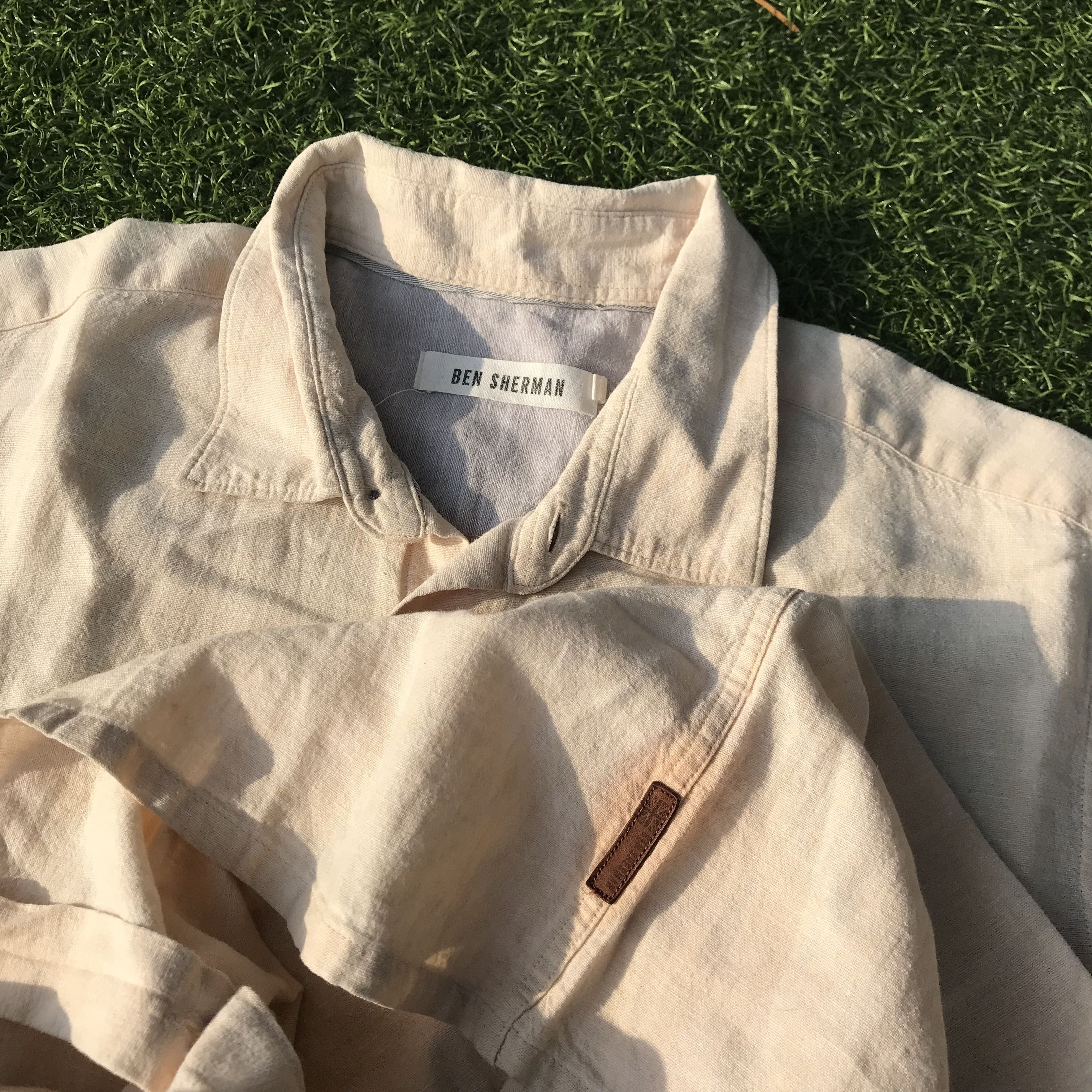 Ben Sherman × Designer × Other UK Ben Sherman White Chalk Chambray Short Sleeve Shirt Size US M / EU 48-50 / 2 - 3 Thumbnail