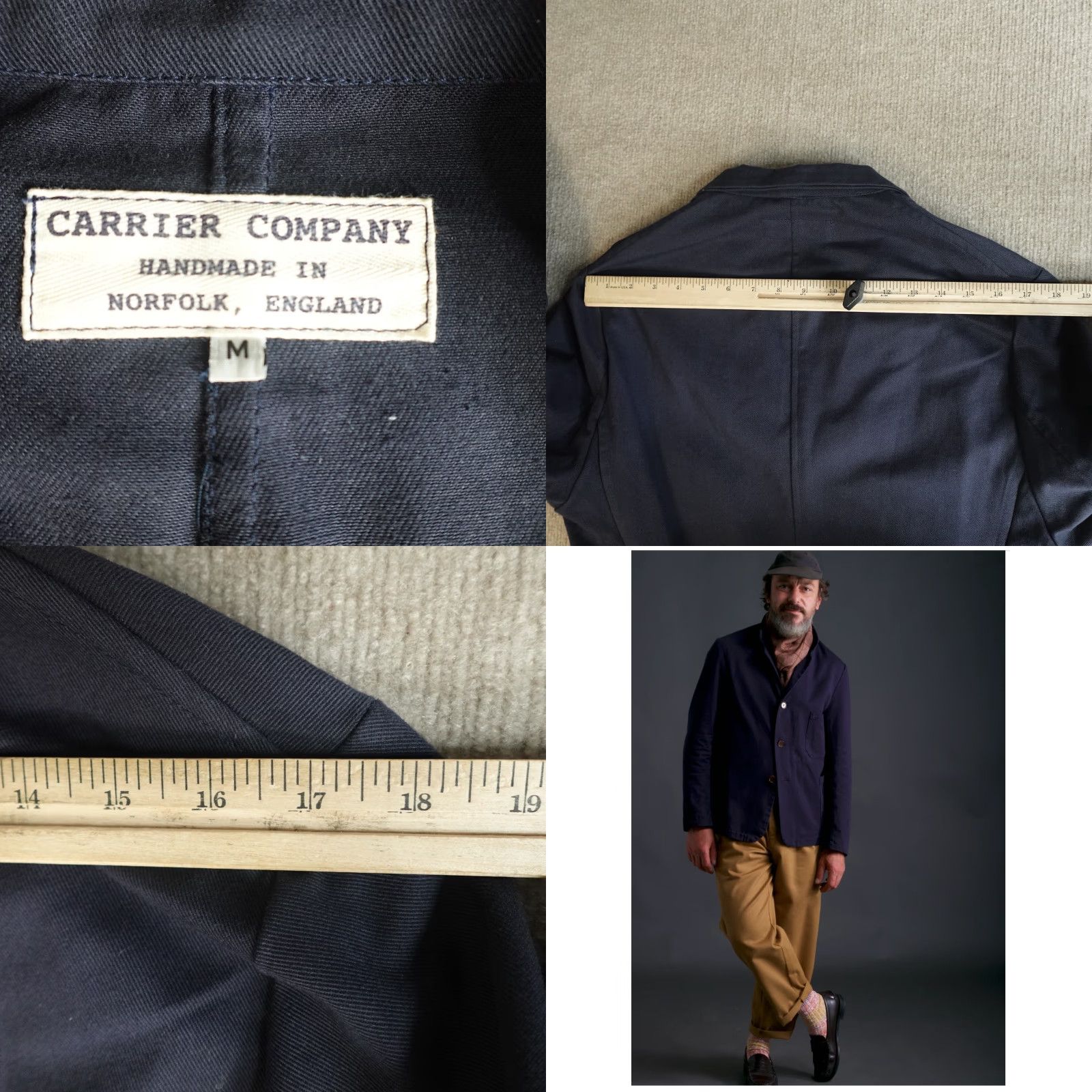 Vintage Carrier Company Sport Coat Blazer Jacket Medium Blue Notch Lapel Three-Button Single-Breasted Men Regular Cotton Casual Sports Vintage: No Size 40R - 8 Thumbnail
