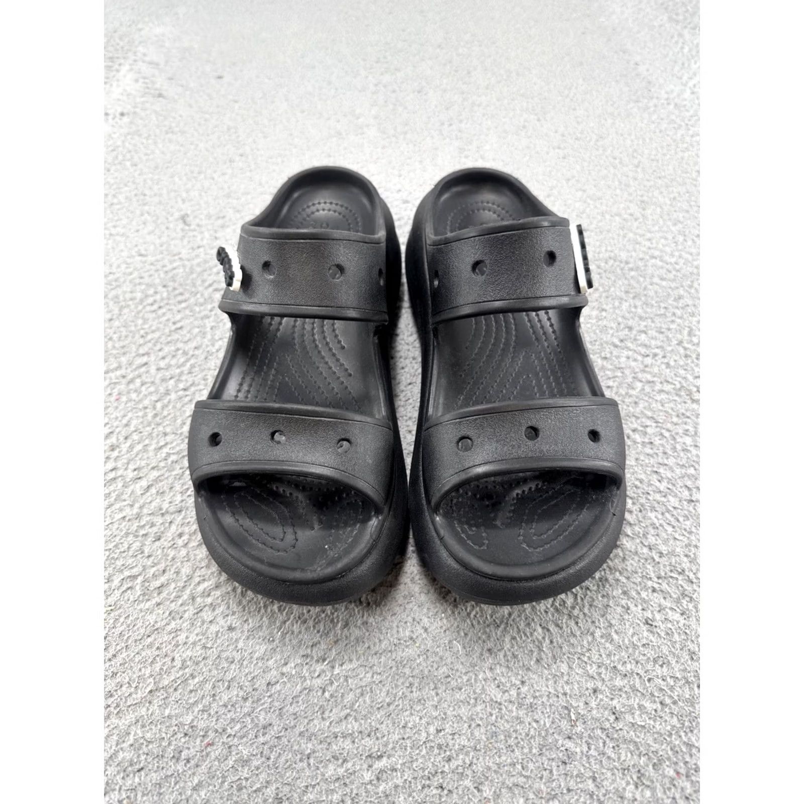 Crocs VINTAGE Crocs Crush Sandal Platform Slides Black Womens 9 Mens 7 Iconic Comfort EUC Size US 9 / IT 39 - 4 Thumbnail