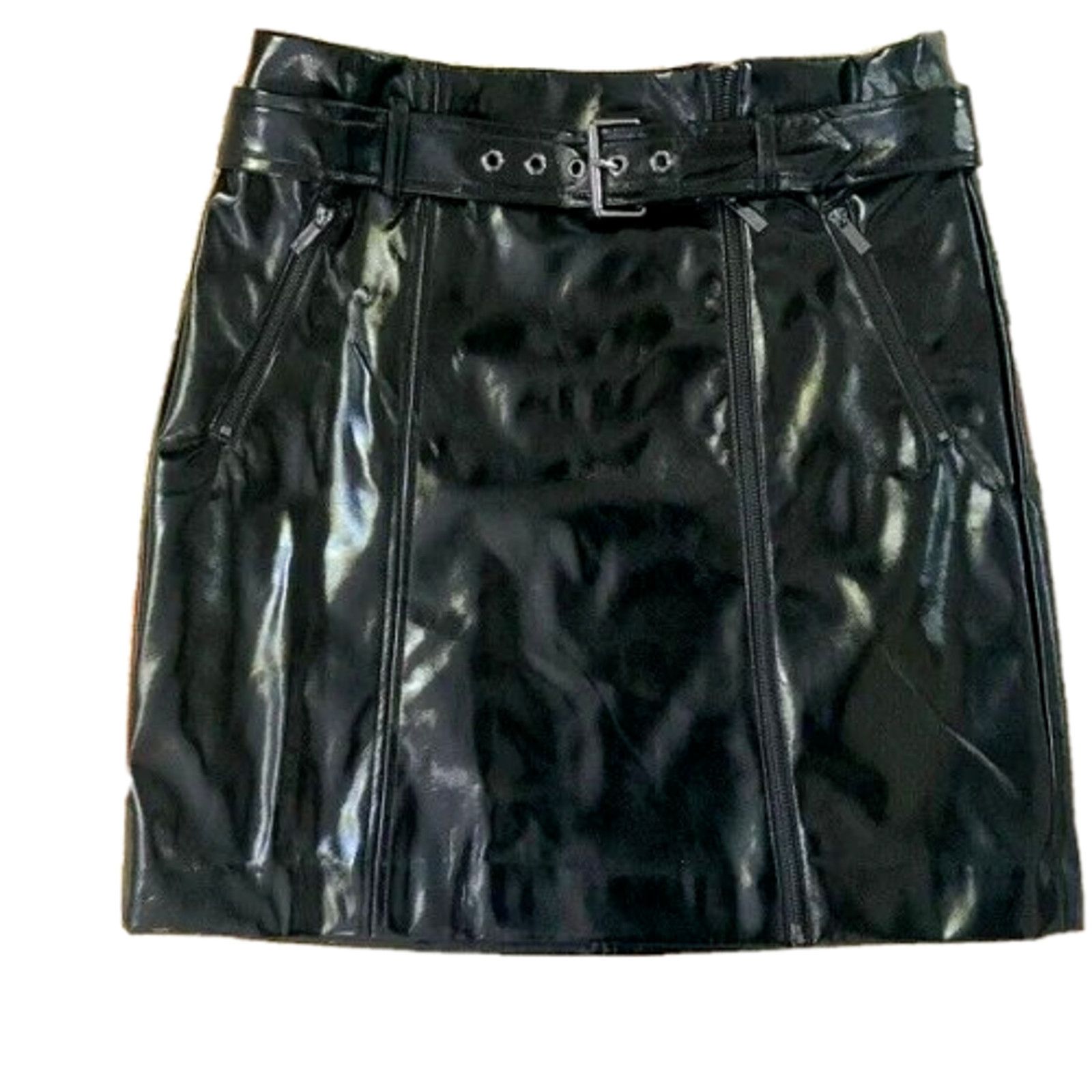 Karl Lagerfeld KARL LAGERFELD PARIS BLACK PATENT PU LEATHER MINI GOGO SKIRT Size 32" / US 10 / IT 46 - 1 Thumbnail
