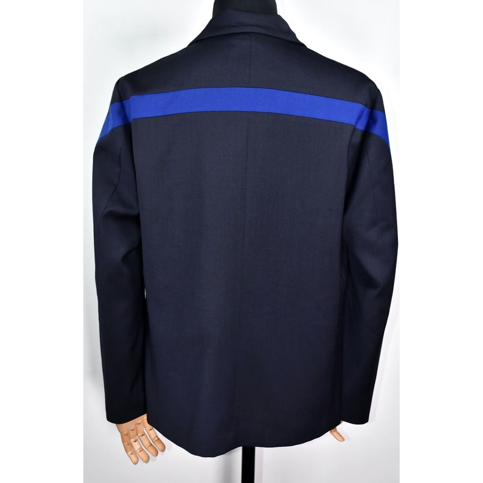 Vintage Iceberg Blazer Jacket Men Blue 54 Wool Solid 54 54%Polyester 44%Wool 2%Elastane Cream?? Size 54R - 4 Thumbnail